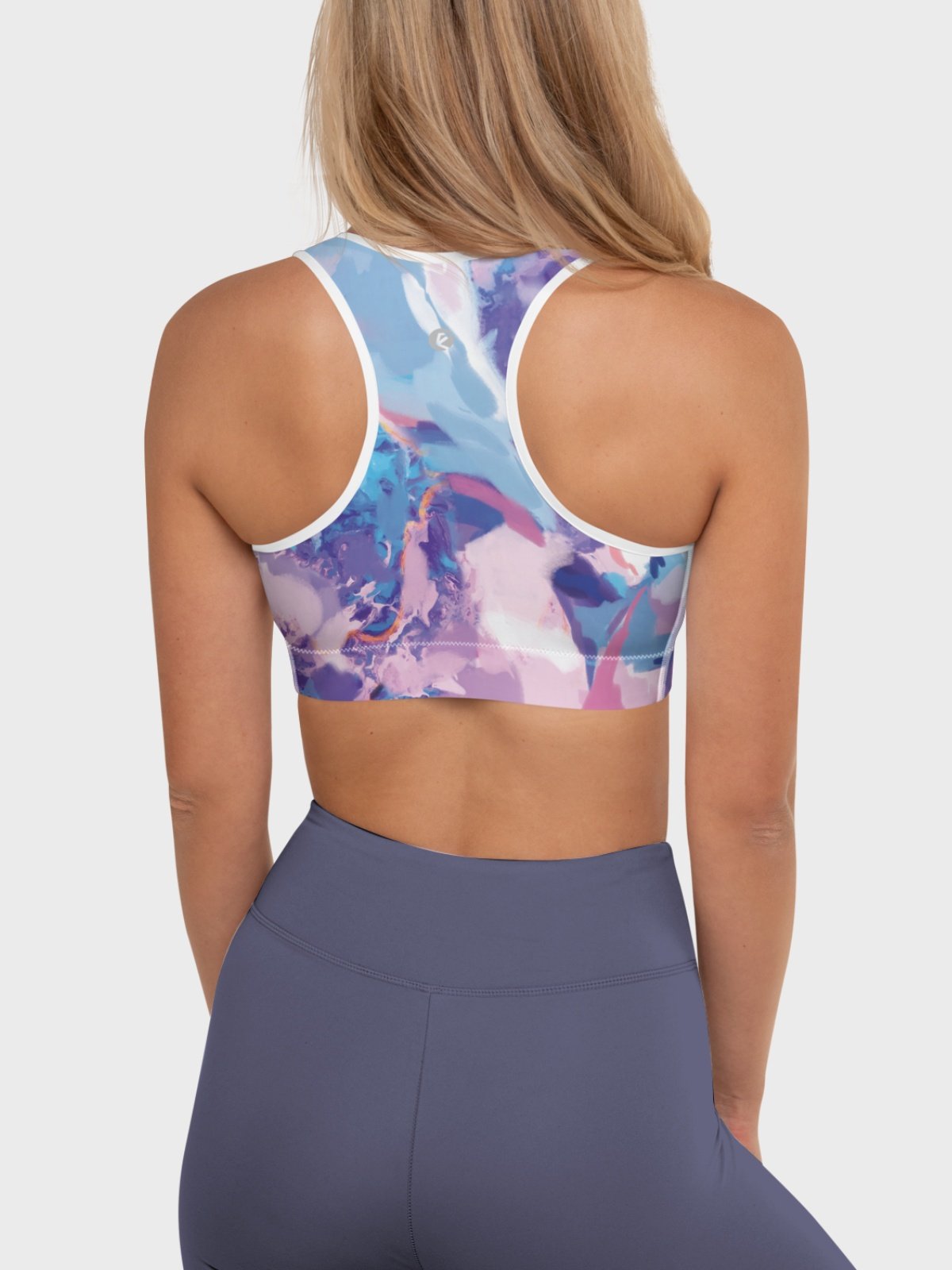 Sport Bra "Marble Effect Pastel Blue Purple Dreamy Waves" product image (6)