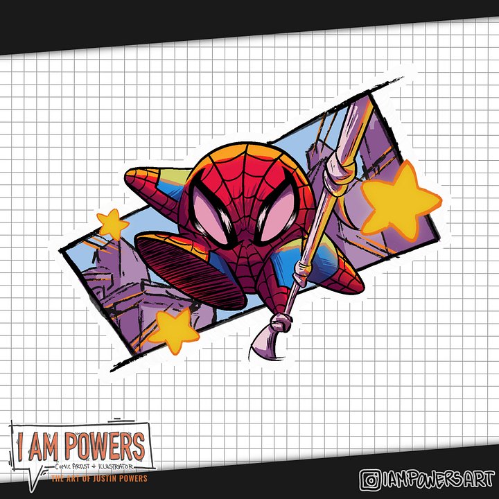 “Spidey-Puff” | Spider-Man x Kirby Waterproof Vinvyl Sticker product image (2)
