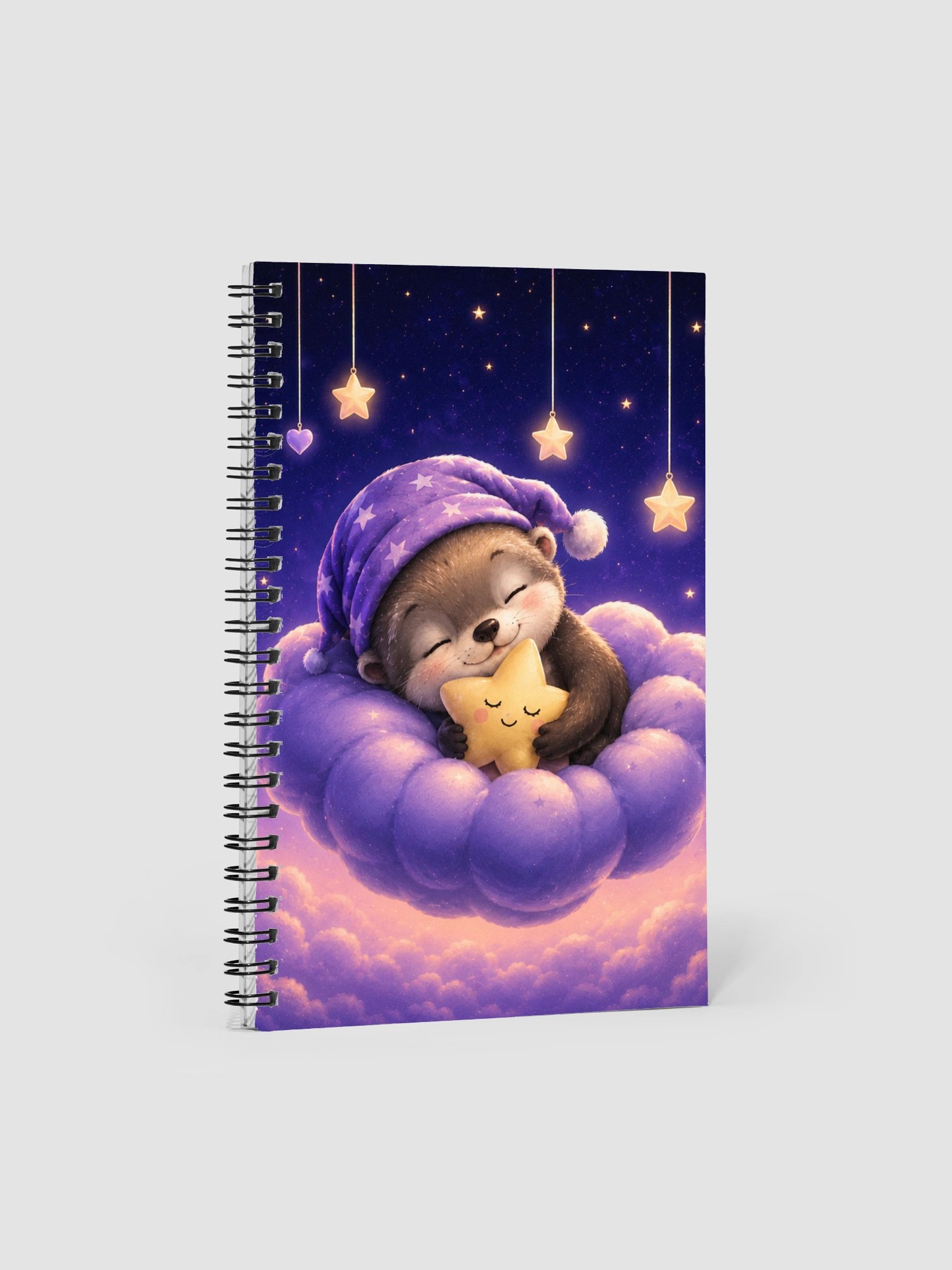 Starry Cloud Dreams Spiral Notebook | Cute Ferret Journal product image (1)