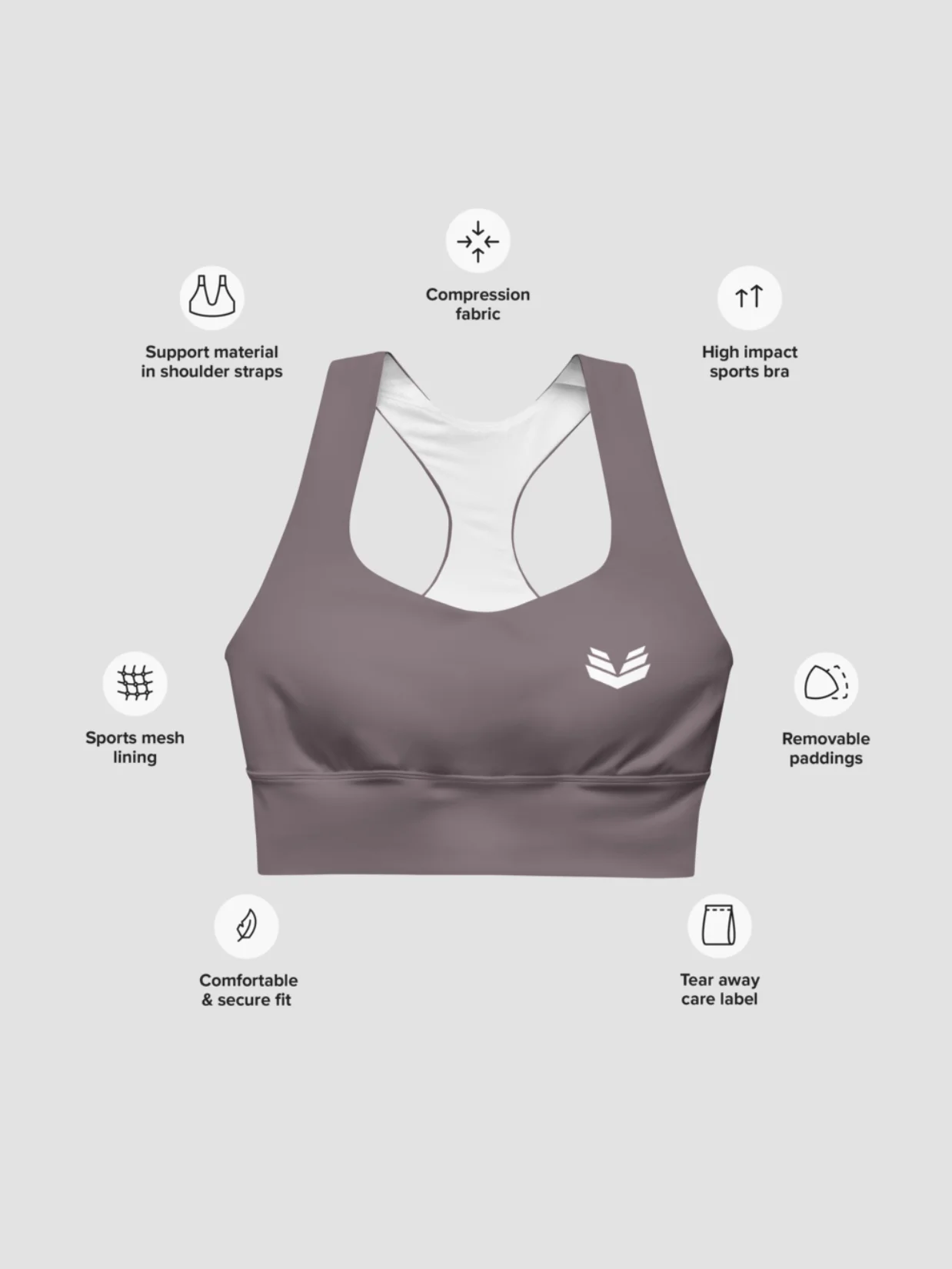 Longline Sports Bra - Dusty Taupe product image (7)