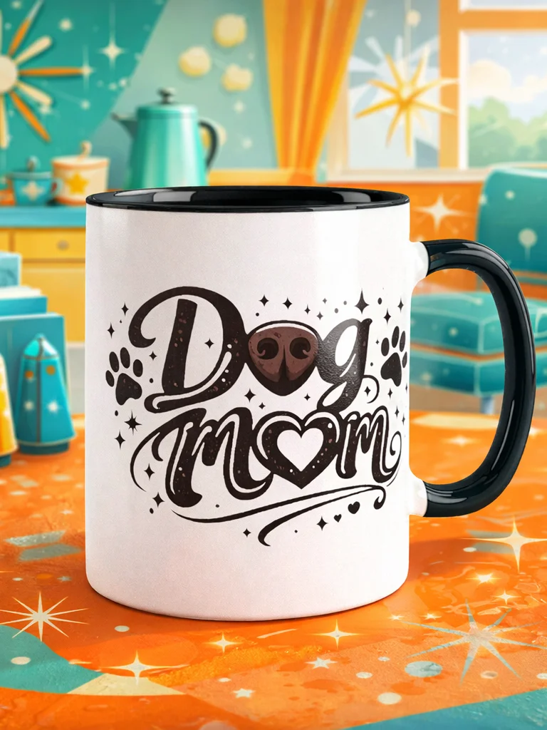 Dog Mom Mug | Cute Paw Print Mug | Dog Lover Gift | Black & White Dog Mom Cup product image (2)