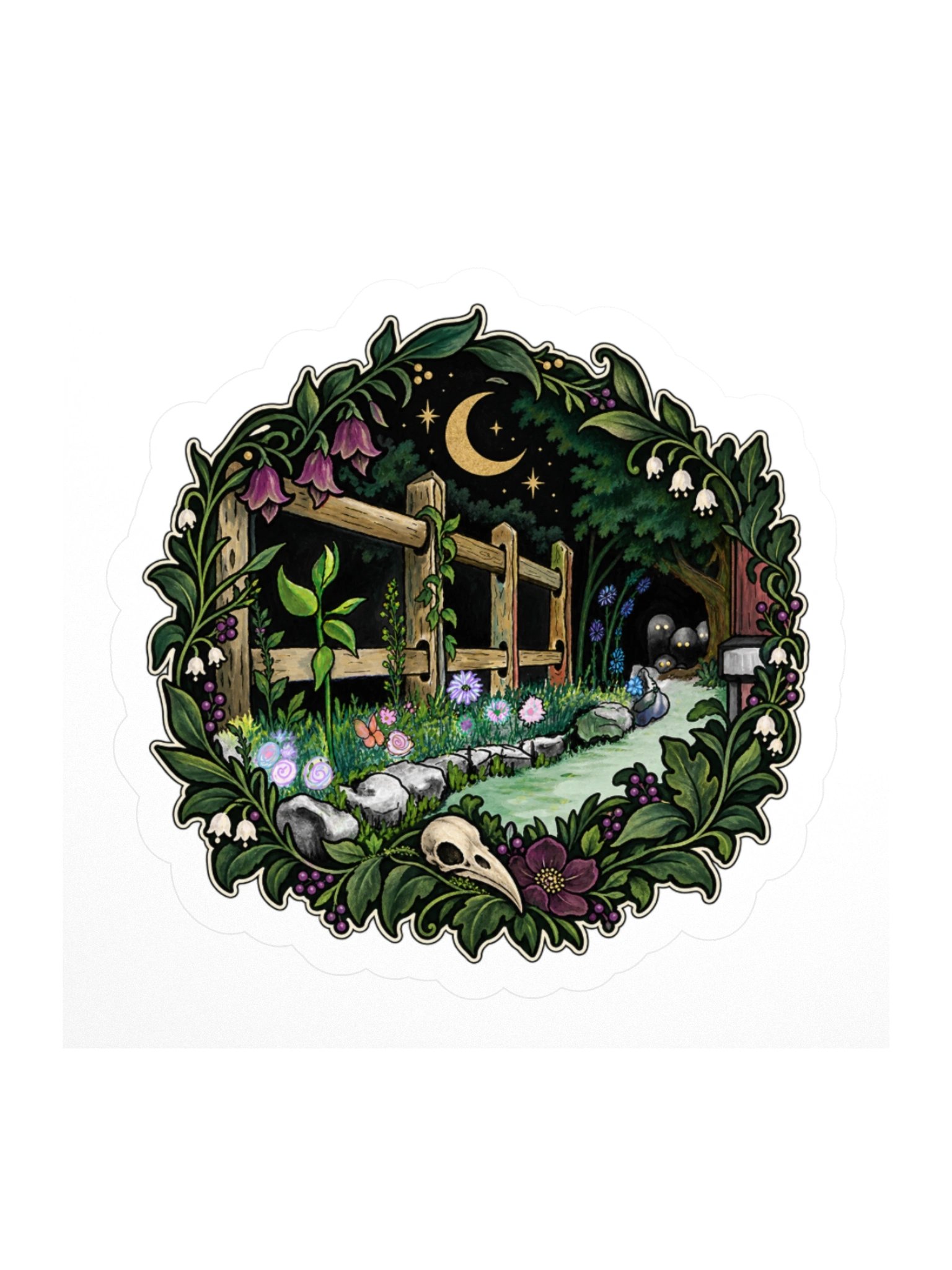 Moonlit Forest Circle Kiss Cut Sticker product image (3)