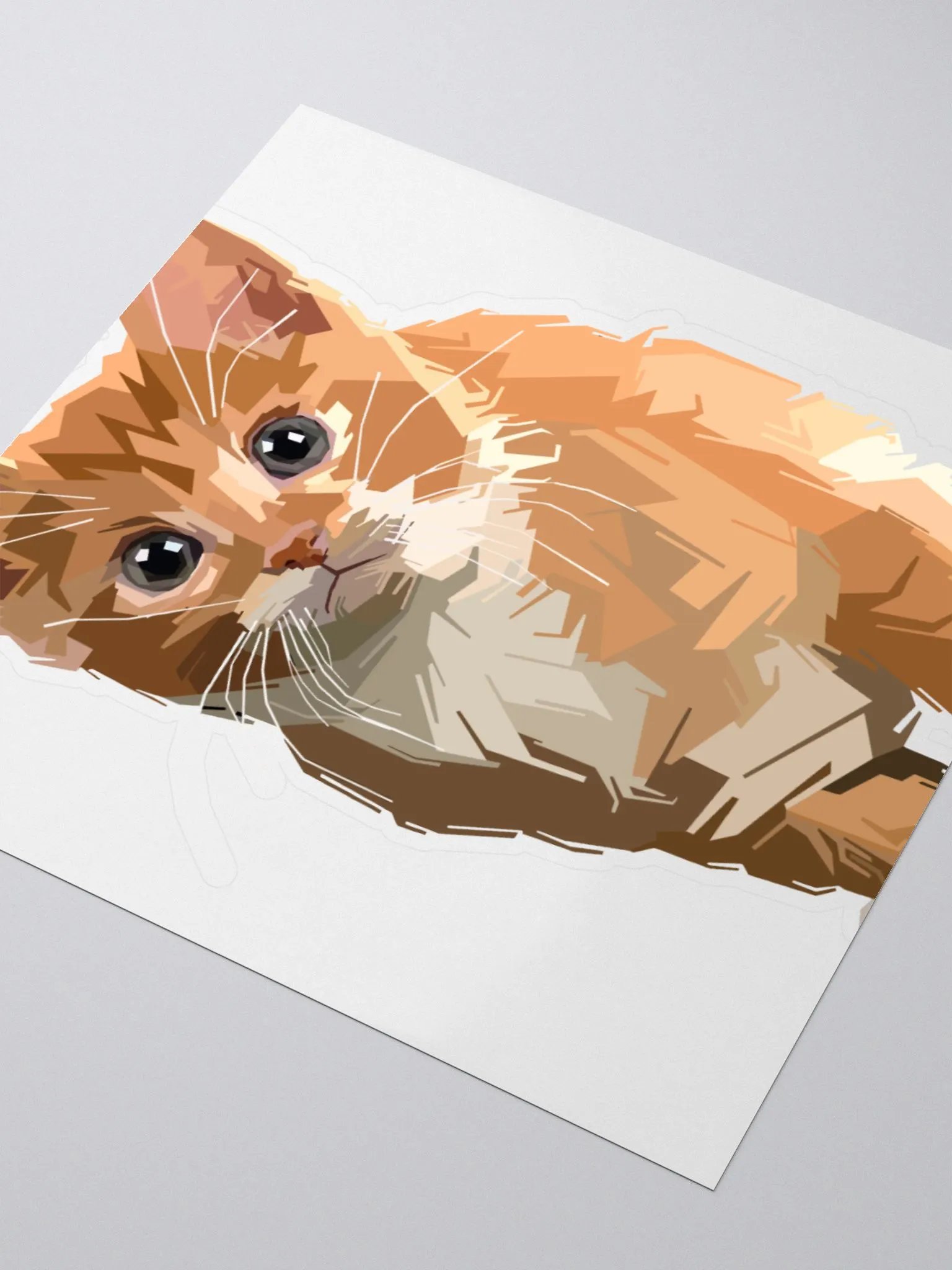 Geometric Orange Kitten Kiss Cut Stickers product image (3)