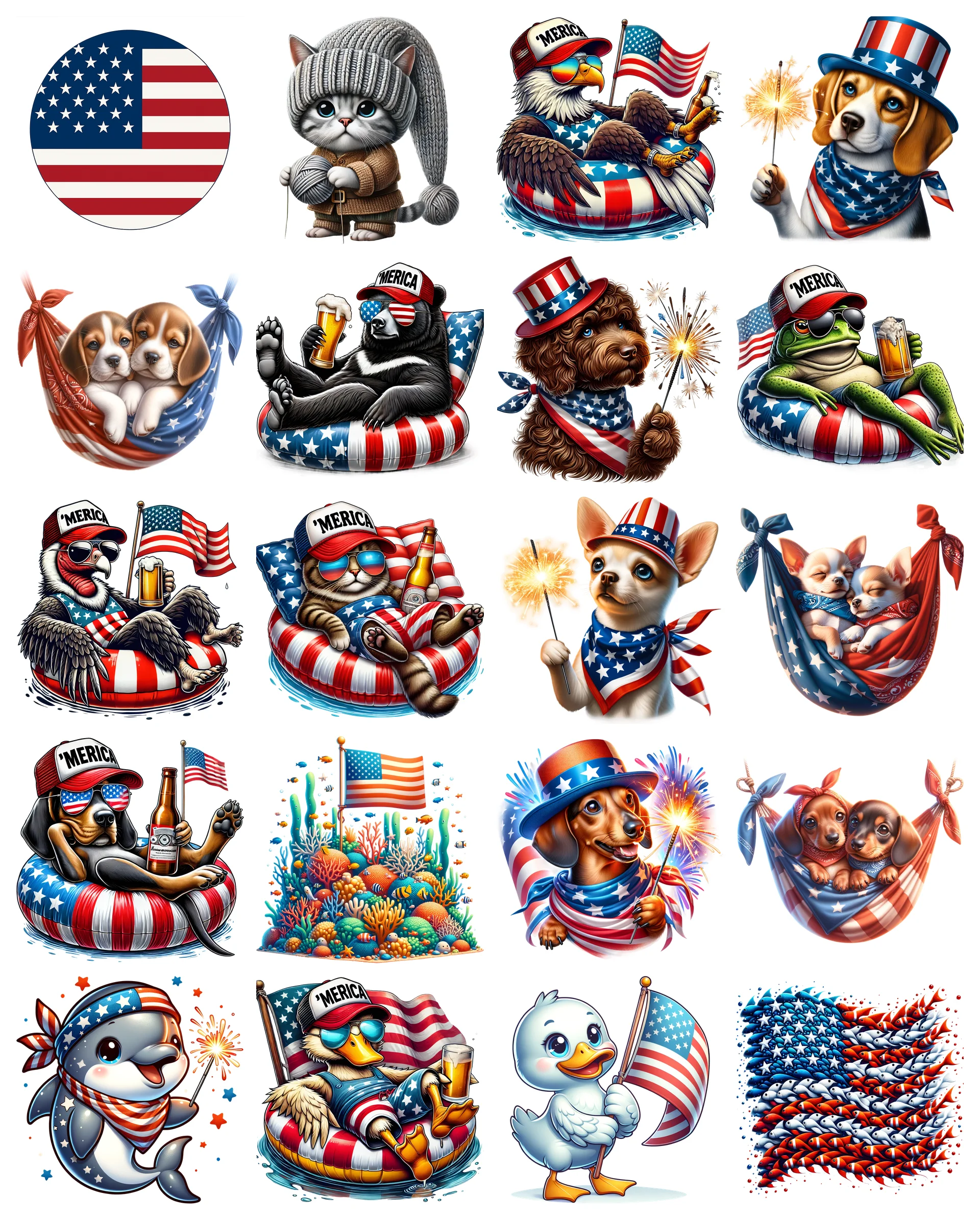 Patriotic 4th of July PNG Bundle Vol 3 | 72 Designs | Commercial Use | Sublimation Clipart product image (1)