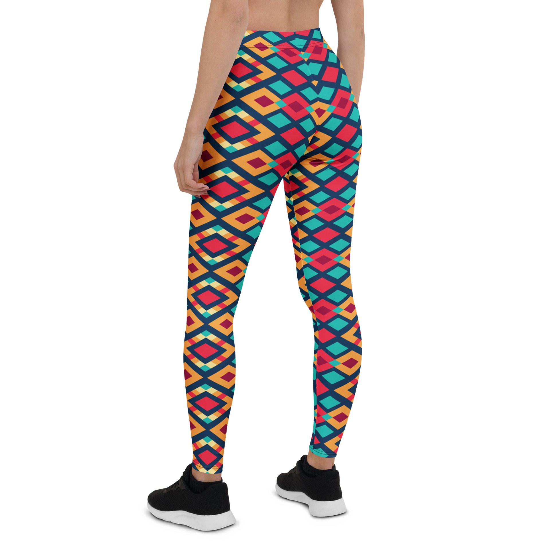 Comfortable Leggings with Colorful Geometric Triangles product image (2)