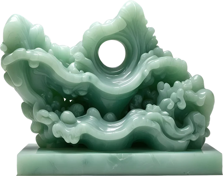 Jade Signature – Abstract Jade Wave Sculpture PNG product image (1)
