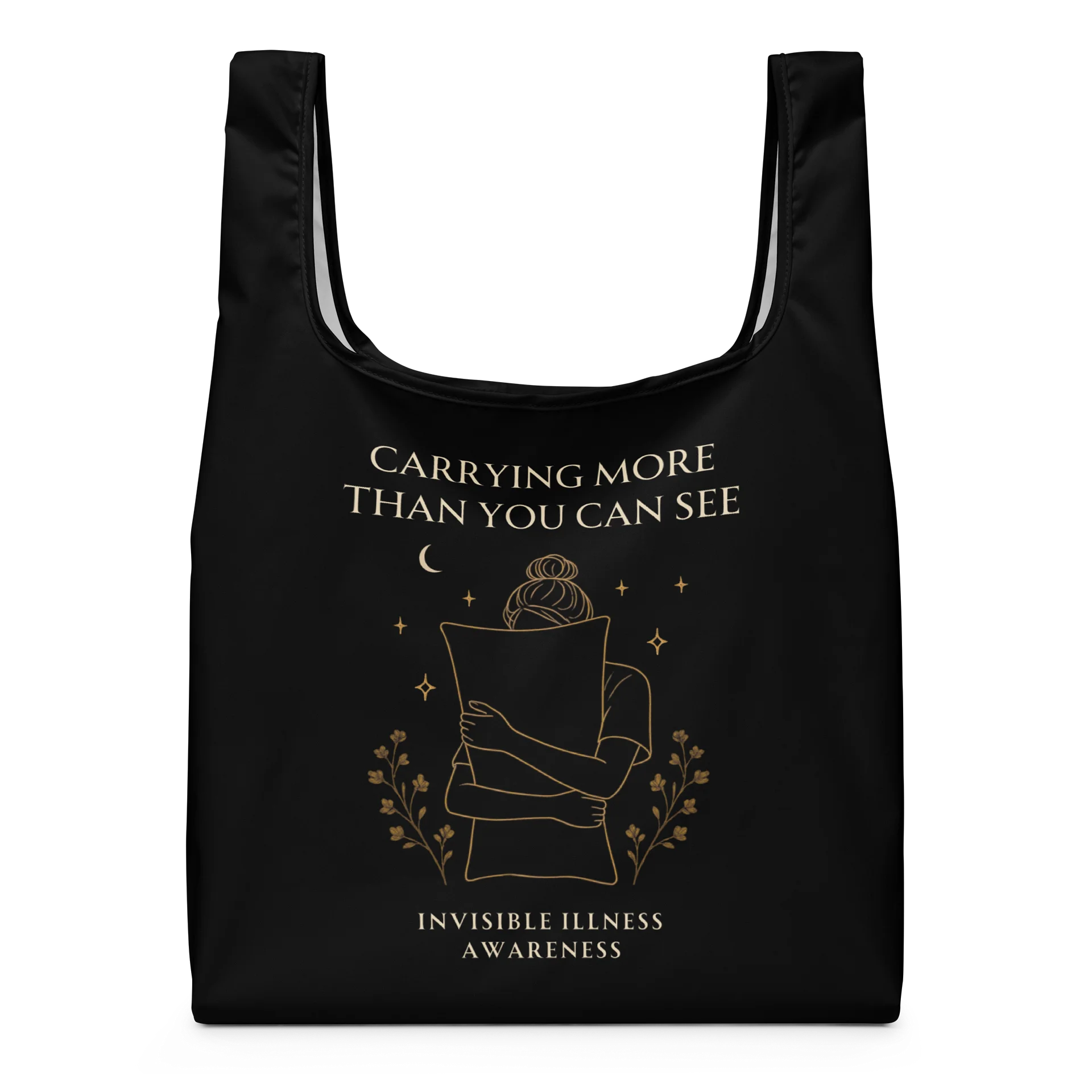 Carrying More Than You Can See Shopping Bag | Invisible Illness Reusable Bag | Gothic Spoonie Tote product image (1)