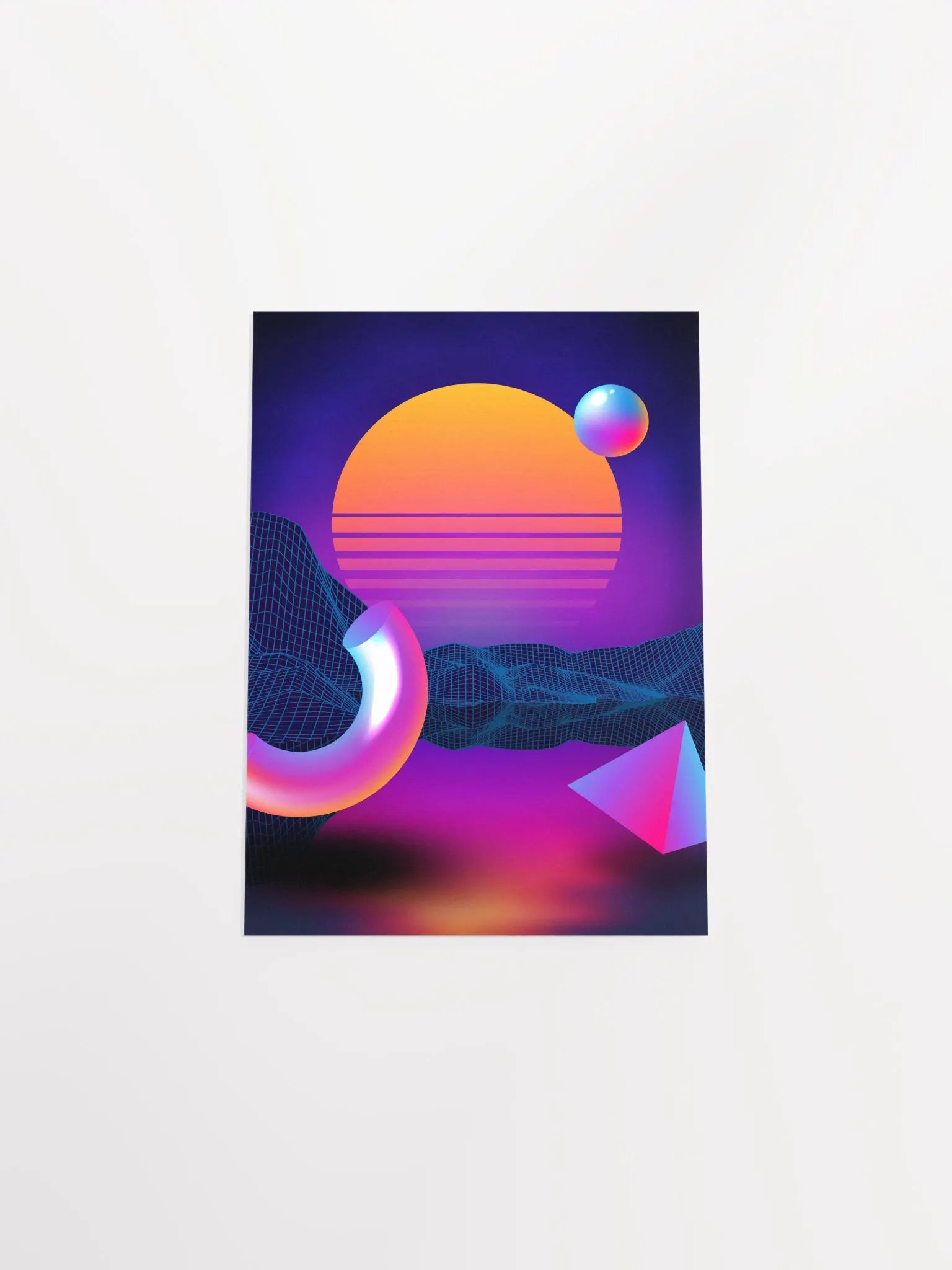 Neon sunset, geometric figures [synthwave/vaporwave/cyberpunk] — aesthetic art print product image (9)