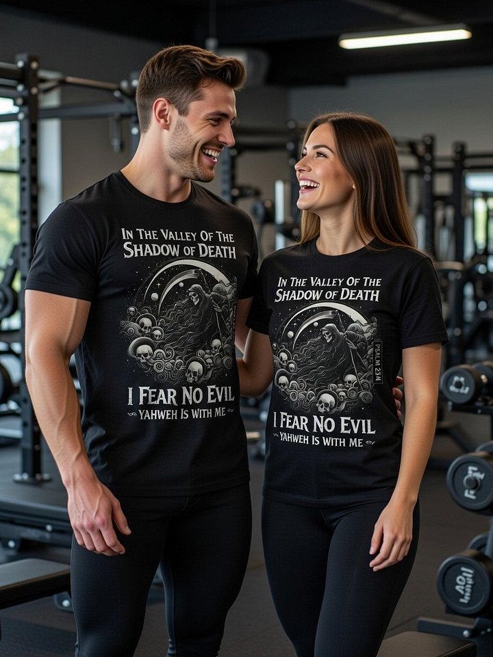 I Will Fear No Evil - Psalm 23:4 Angel of Death Scythe Skulls Heavenly Design Christian Apparel product image (2)