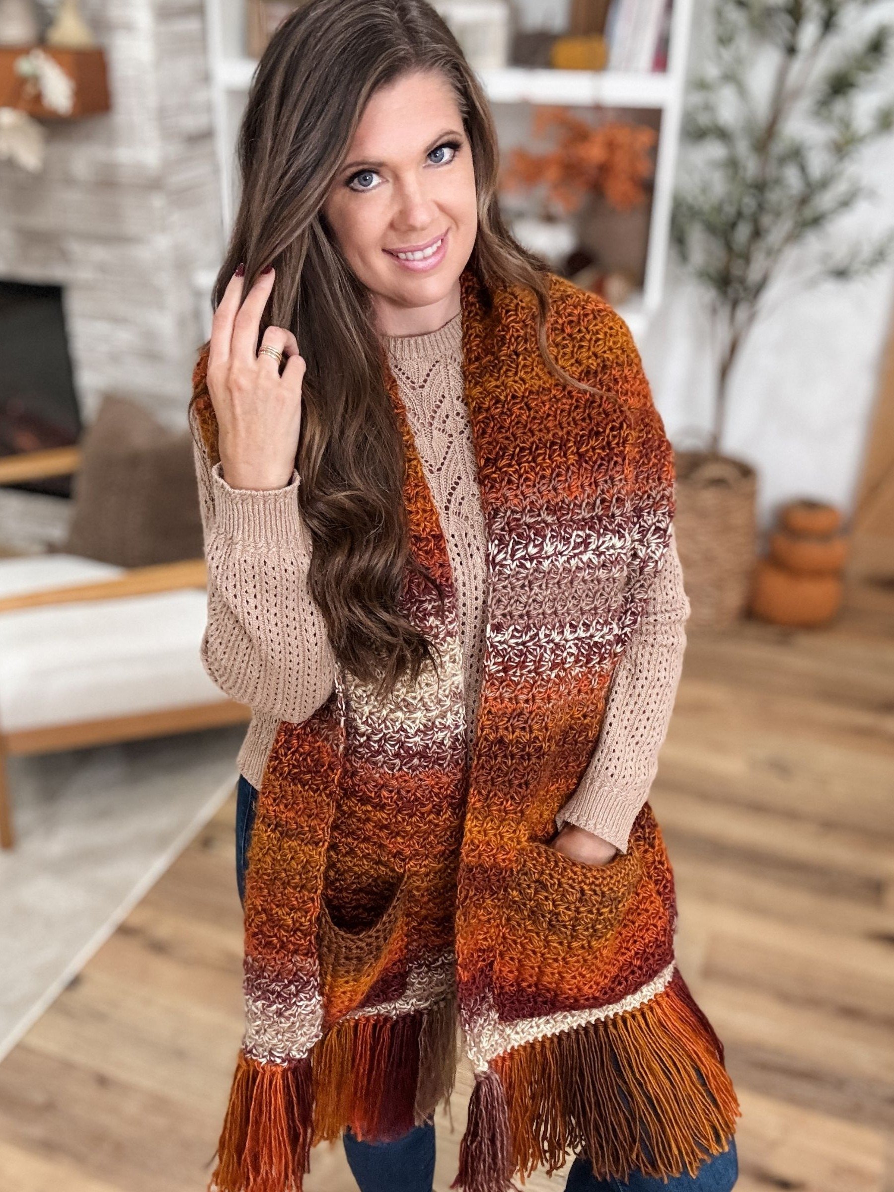 Chunky Suzette Pocket Shawl Crochet Pattern product image (10)