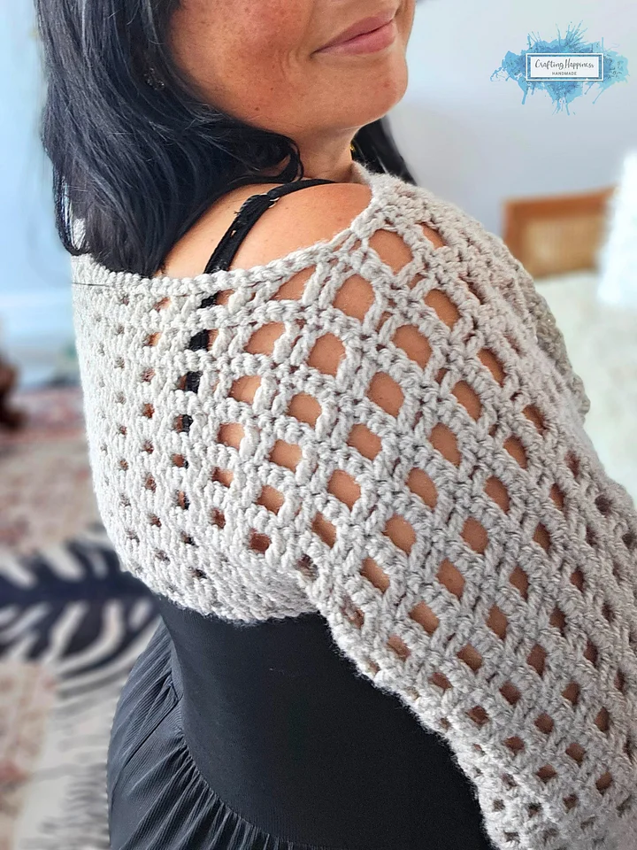 CROCHET PATTERN Basic Mesh Shrug | Summer Sweater Long Sleeve Pullover No-Sew Crop Top PDF product image (2)