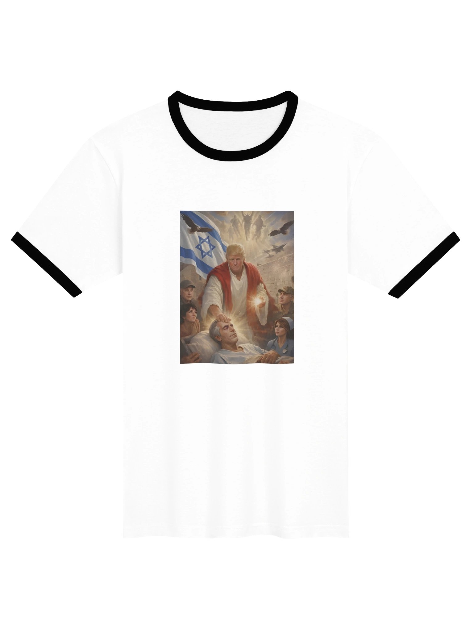Trump Jesus Epstein Shirt Ringer Tee product image (25)