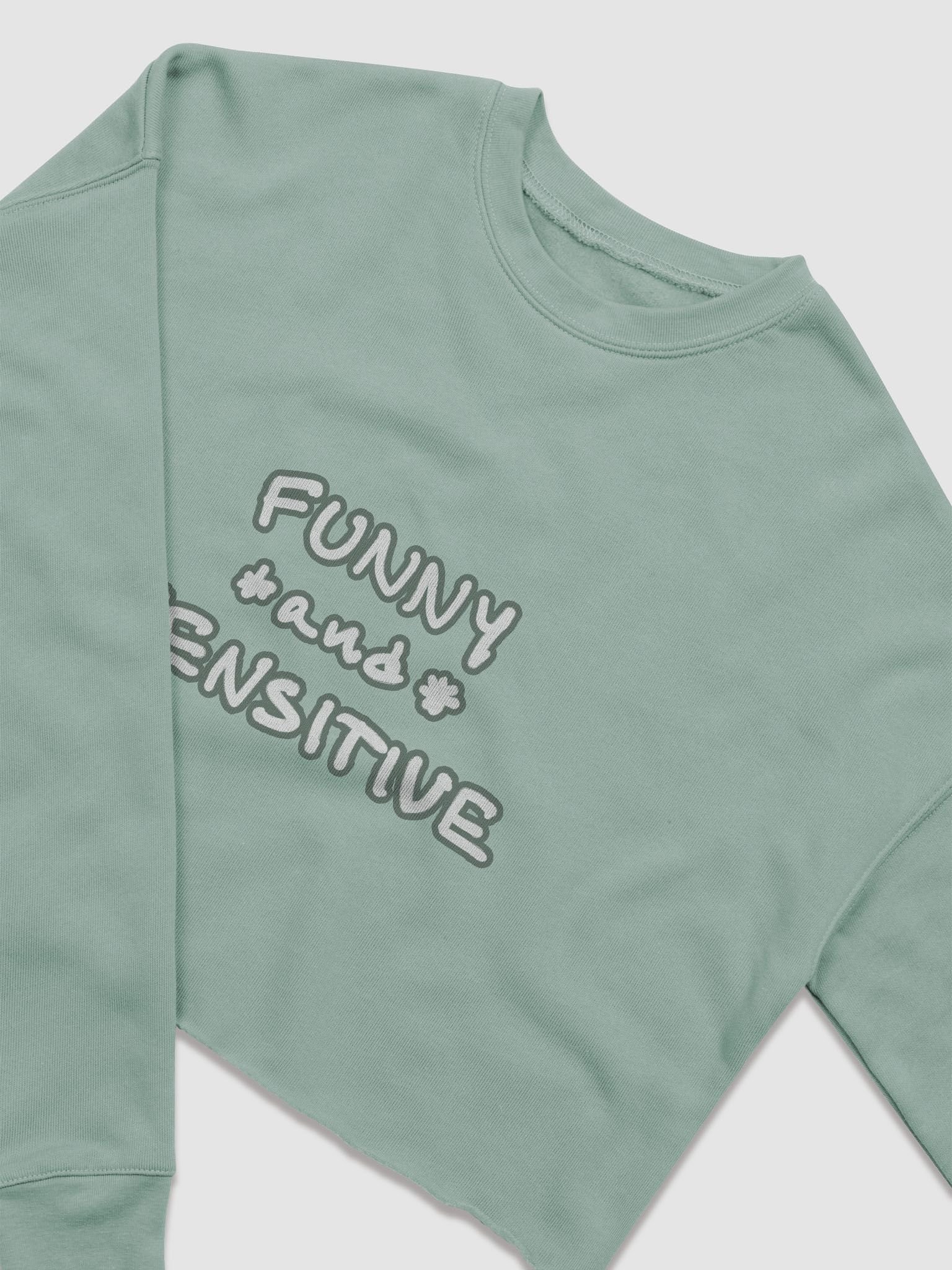 FUNNY *and* SENSITIVE (lined design, #66796E) women’s fleece crop sweatshirt product image (9)