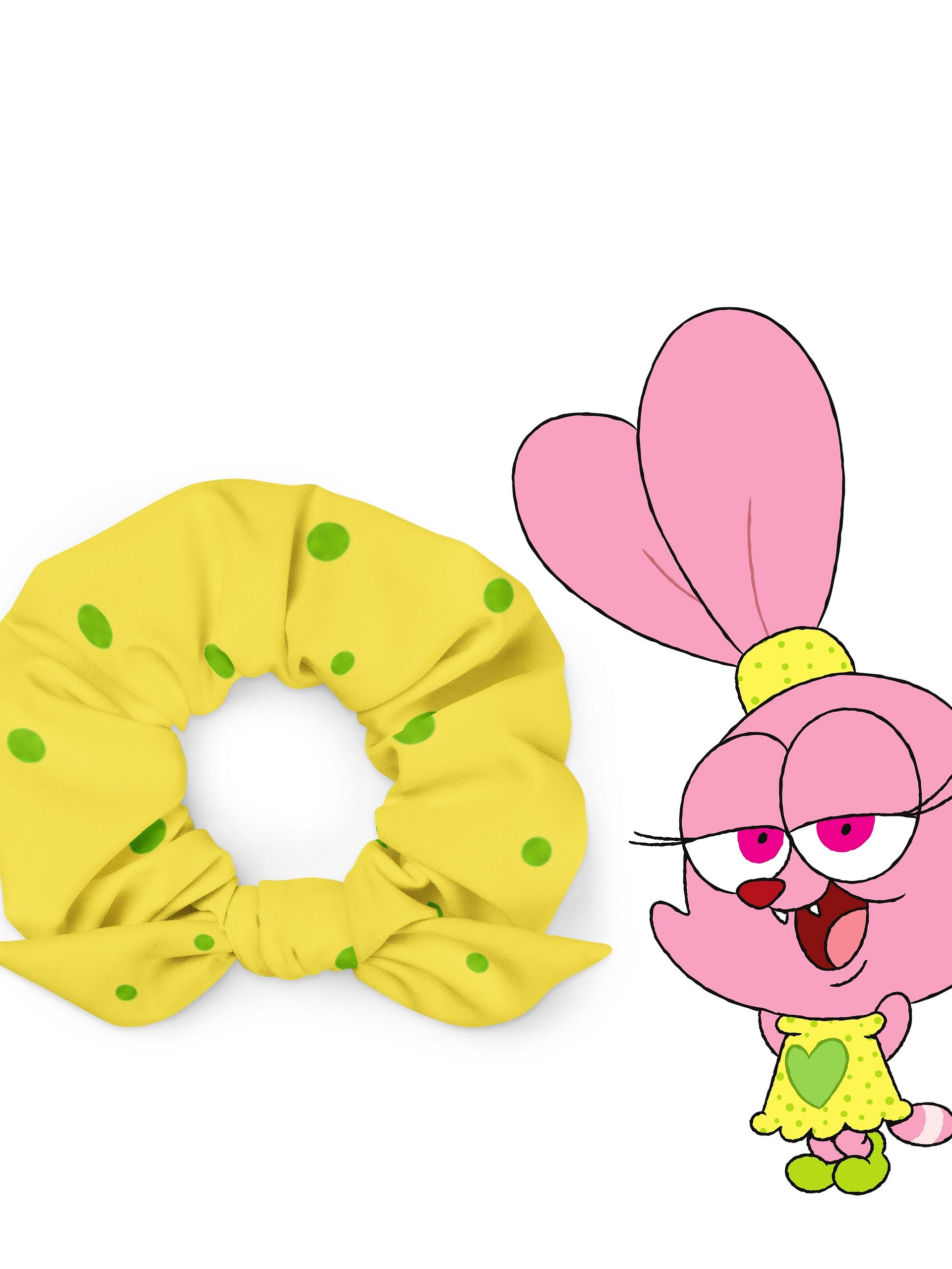 Chowder Panini Yellow Scrunchie With Green Polka Dot product image (1)