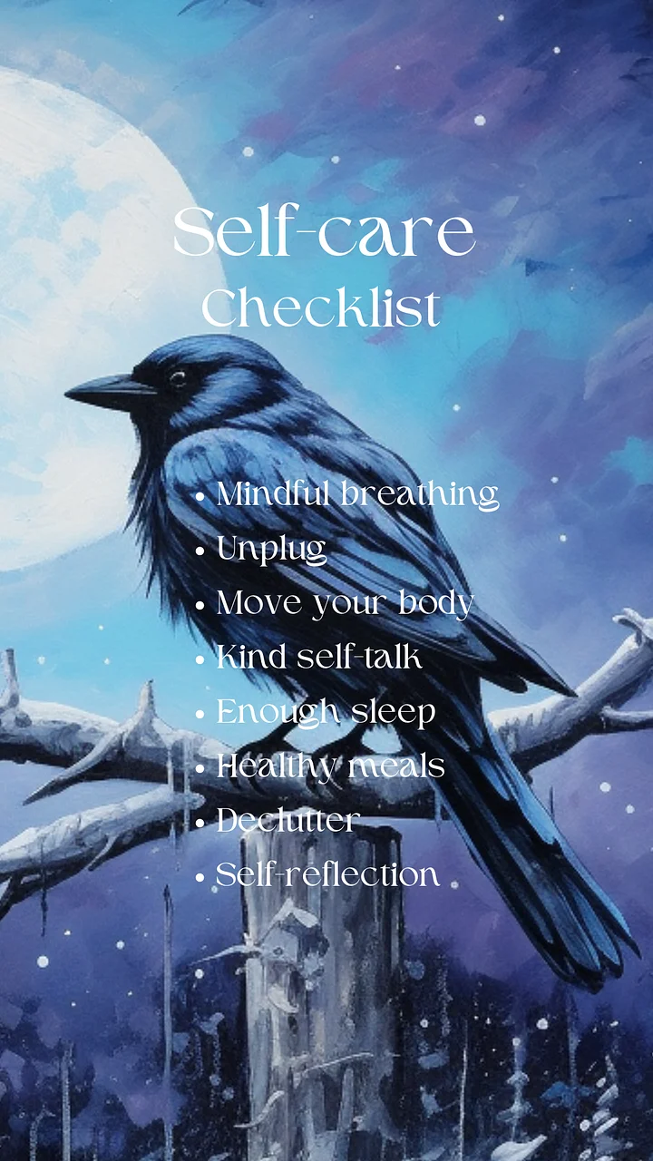 1 Self-Care Phone Wallpaper: Moonlit Bird with Snowflakes product image (1)