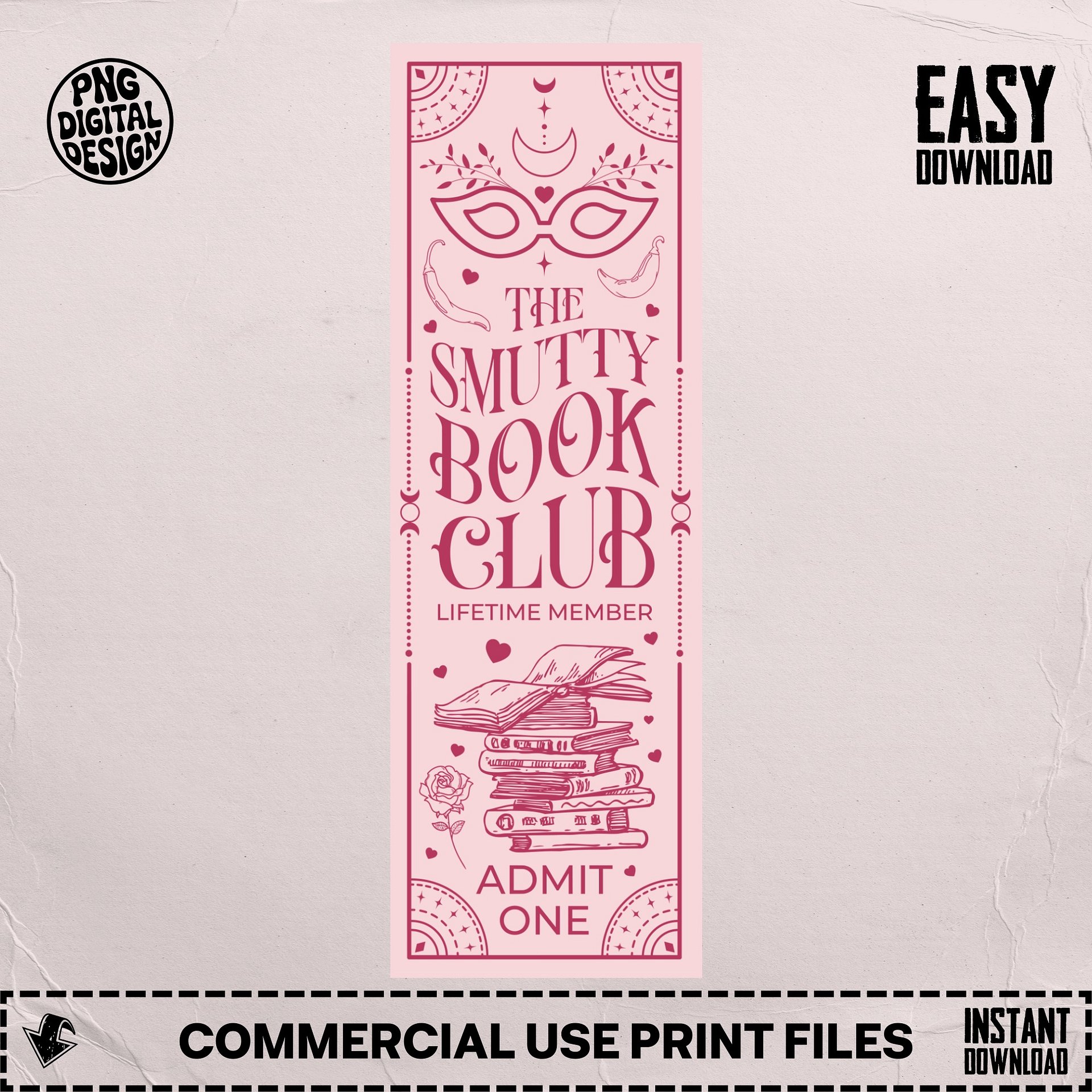 Smut Bookmark Dark Romance Book Club Boho Pink PNG, Witchy Celestial Printable Bookmarks, Bookish Merch, Digital Download, Gift for Reader product image (6)