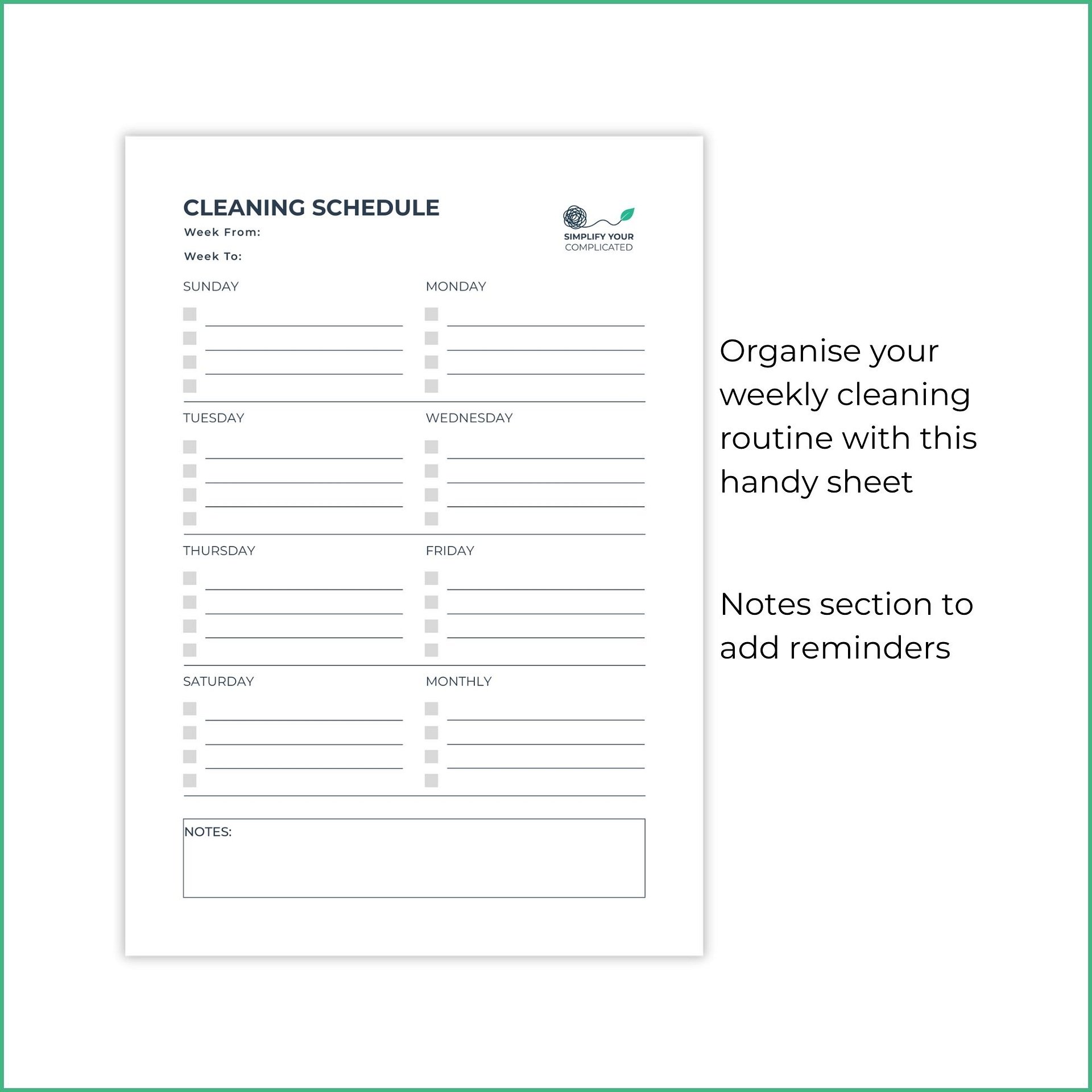 Cleaning Schedule Tracker product image (2)