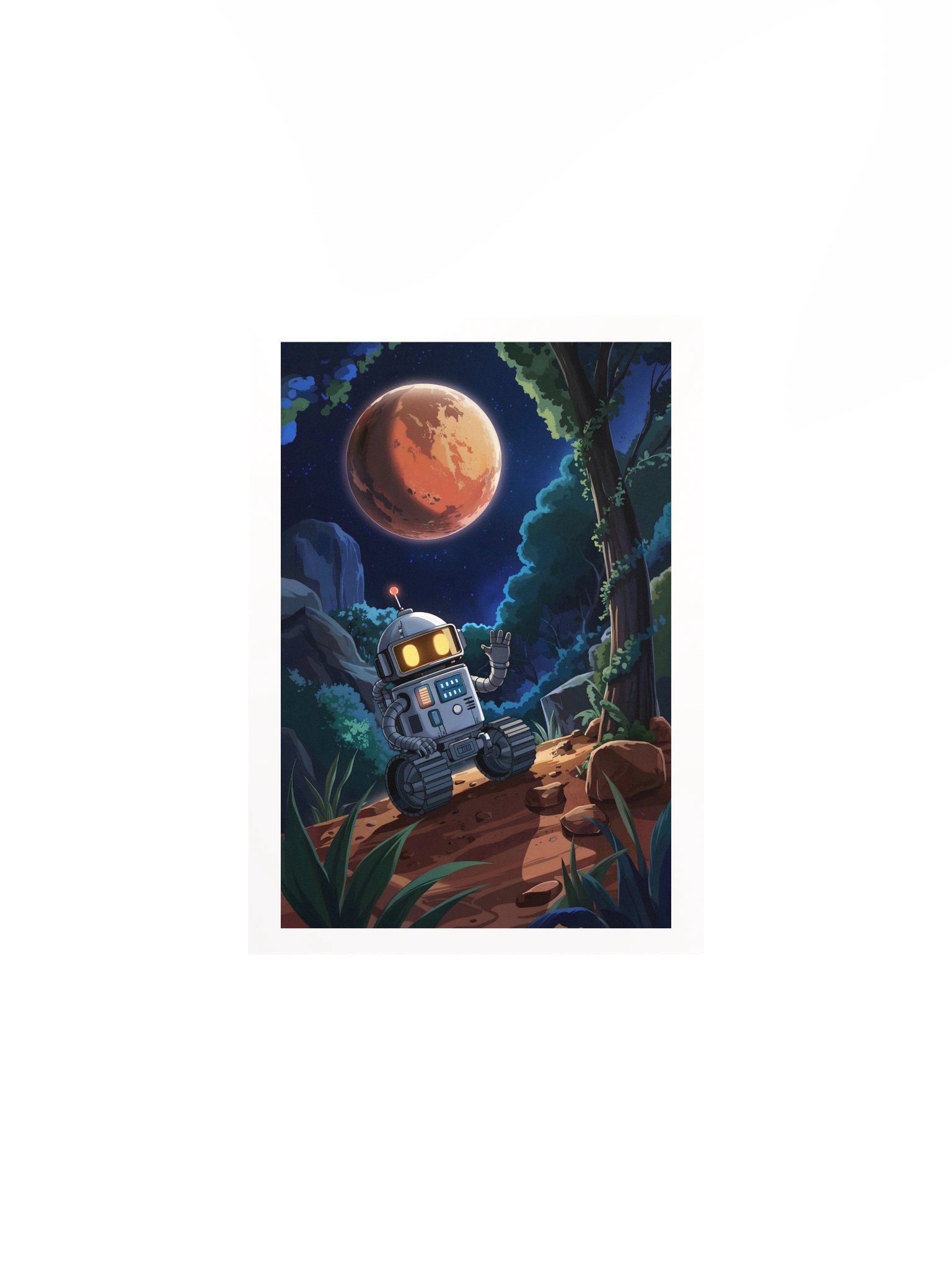 Cosmic Robot Wave Poster – Whimsical Sci-Fi Mars Wall Art product image (2)