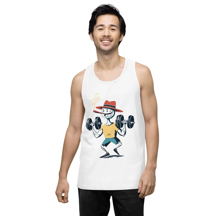 Strong & Smokin’ – Retro Gym Cartoon Tank Top product image (2)