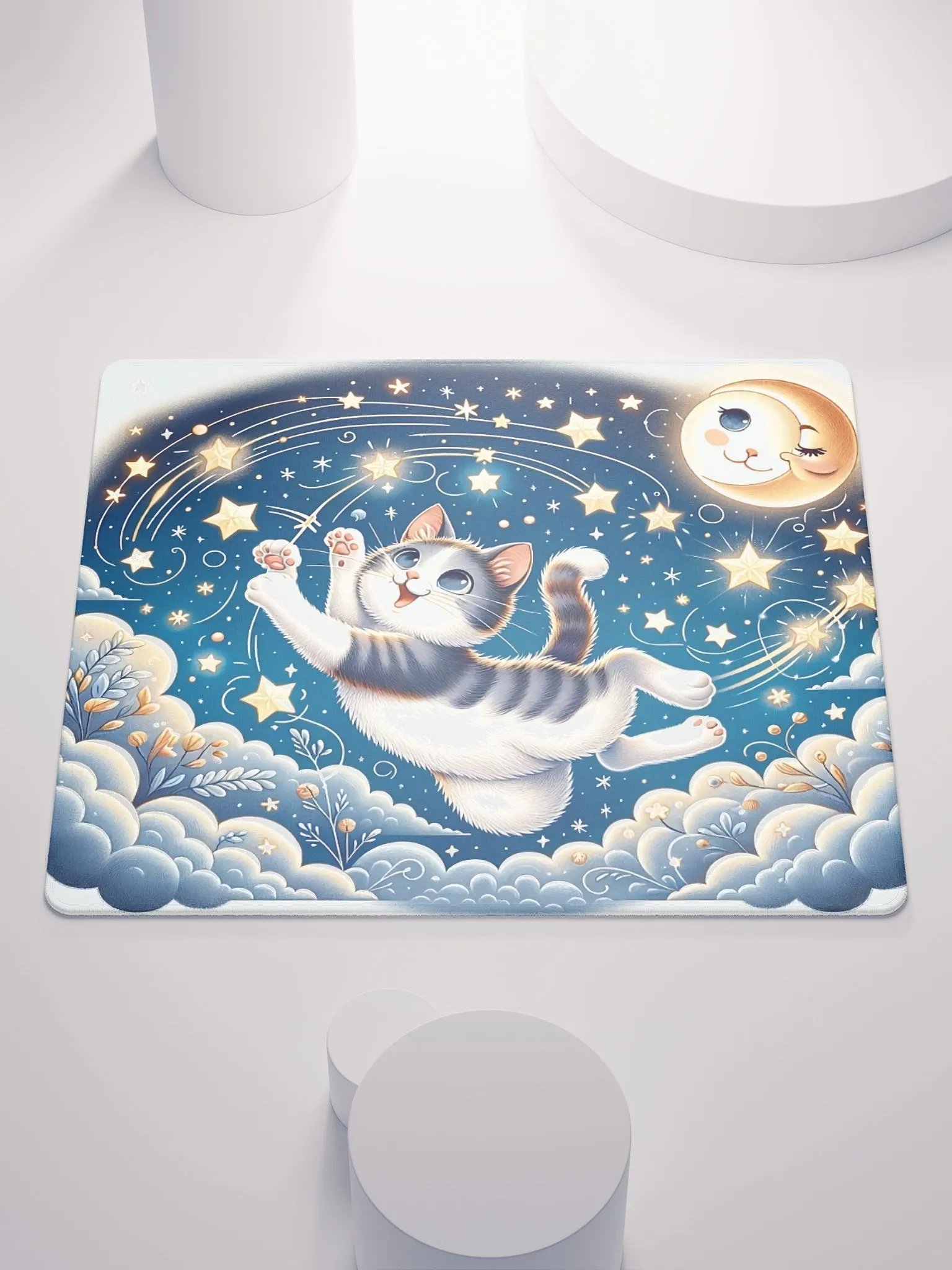 Gaming Mouse Pad: Moon and Stars Cat product image (1)