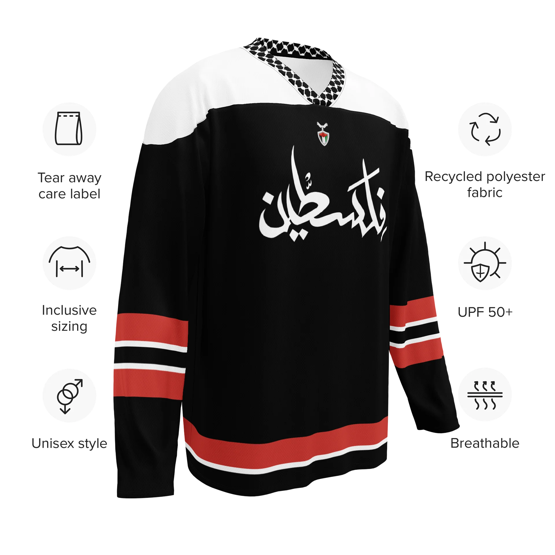Arabic Palestine Hockey Oversized Long Sleeve Jersey Edtn. 2 product image (9)