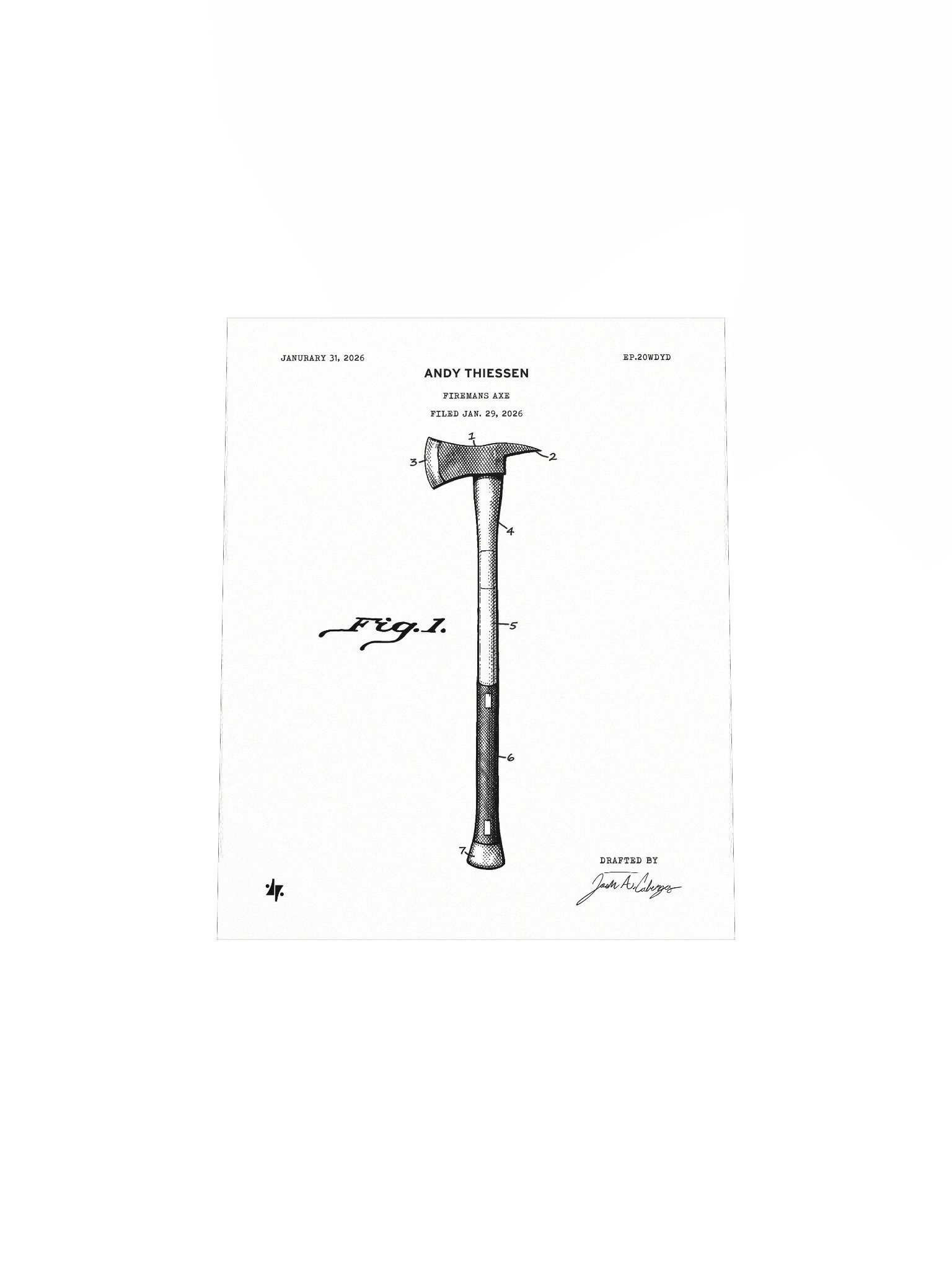 Fireman's Axe - Patent Poster - White product image (4)