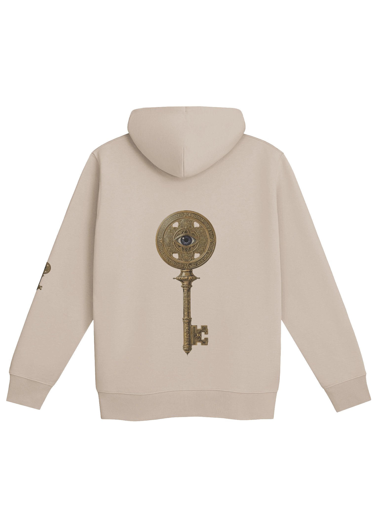 The Gatekeeper’s Key – Desert Dust Reverse Arm Edition (Back + Left Sleeve Print) | Organic Hoodie product image (2)