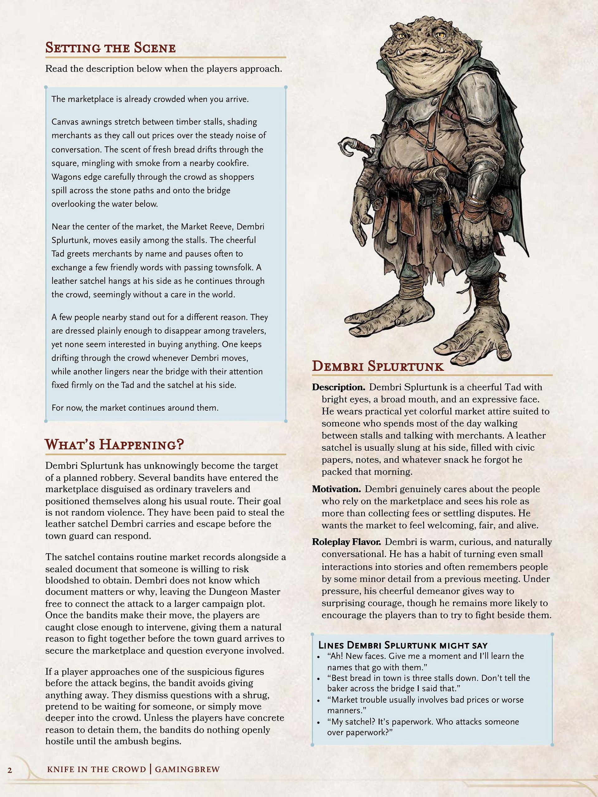 Knife in the Crowd | Short Rest Stories | 1st level product image (3)