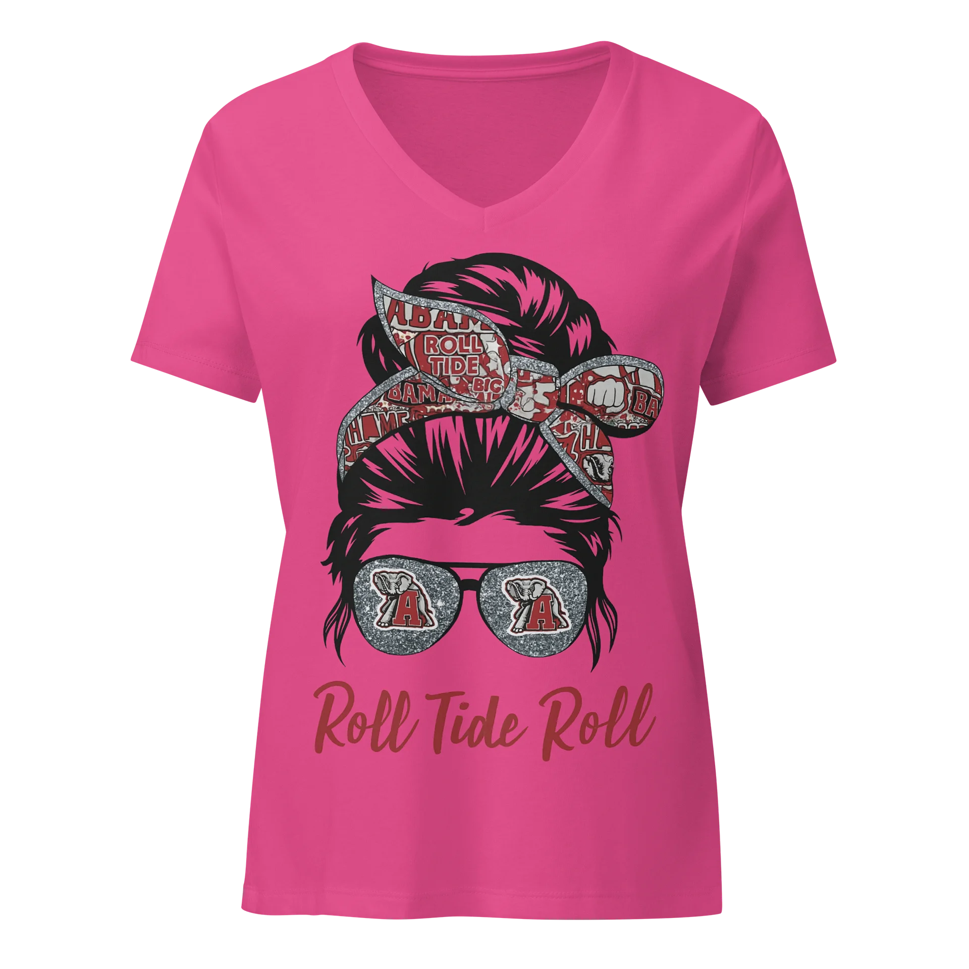 BAMA Roll Tide Roll Women's V-Neck Tee product image (2)