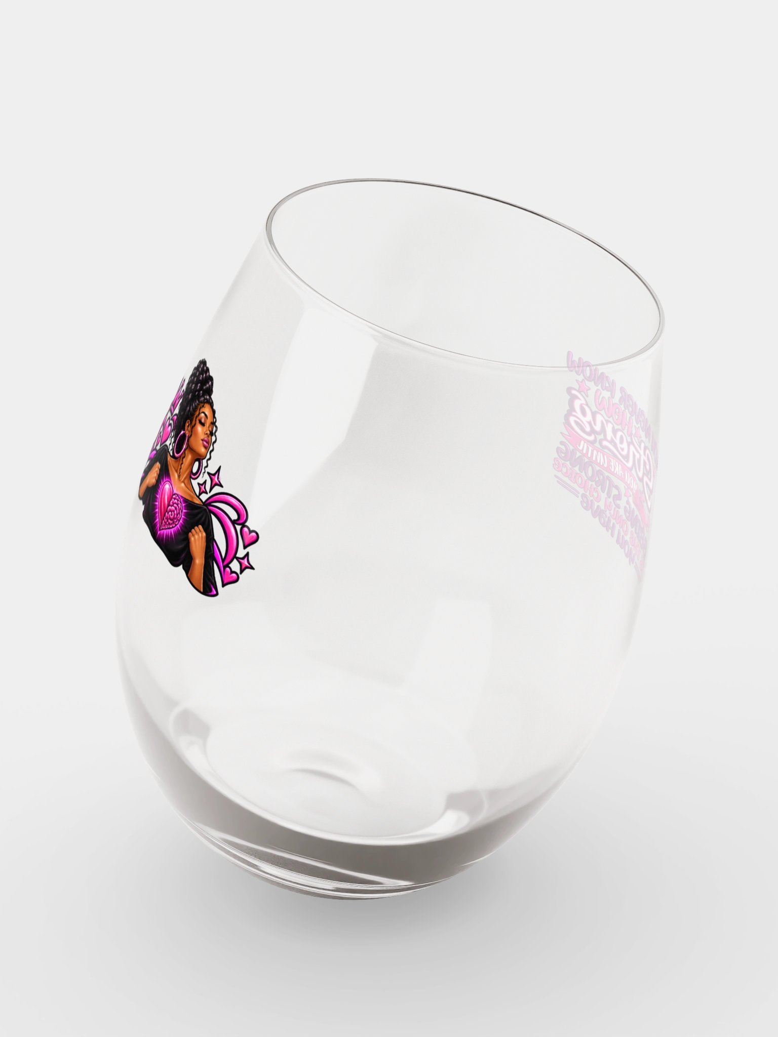 Pink Strength & Hearts Stemless Wine Glass product image (8)