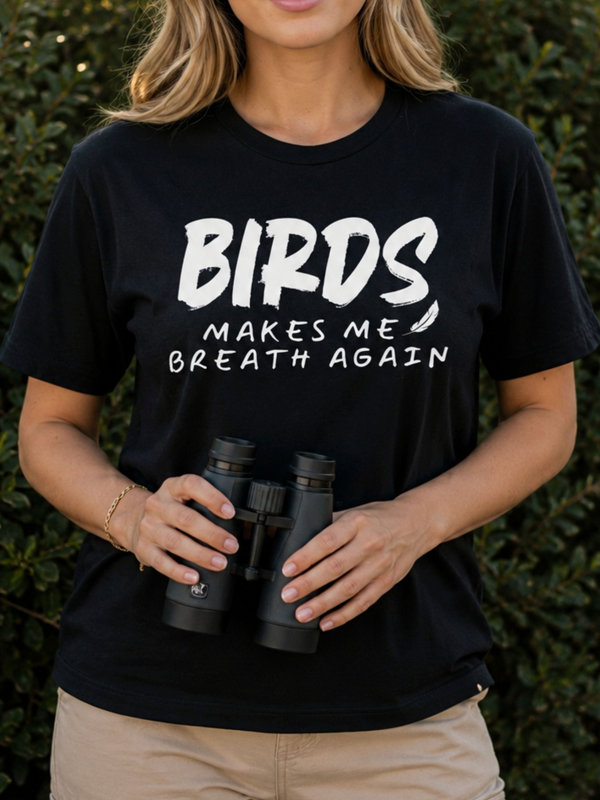 Birds Make Me Breath Again T-Shirt – Positive Nature Quote Graphic Tee for Bird Lovers product image (2)