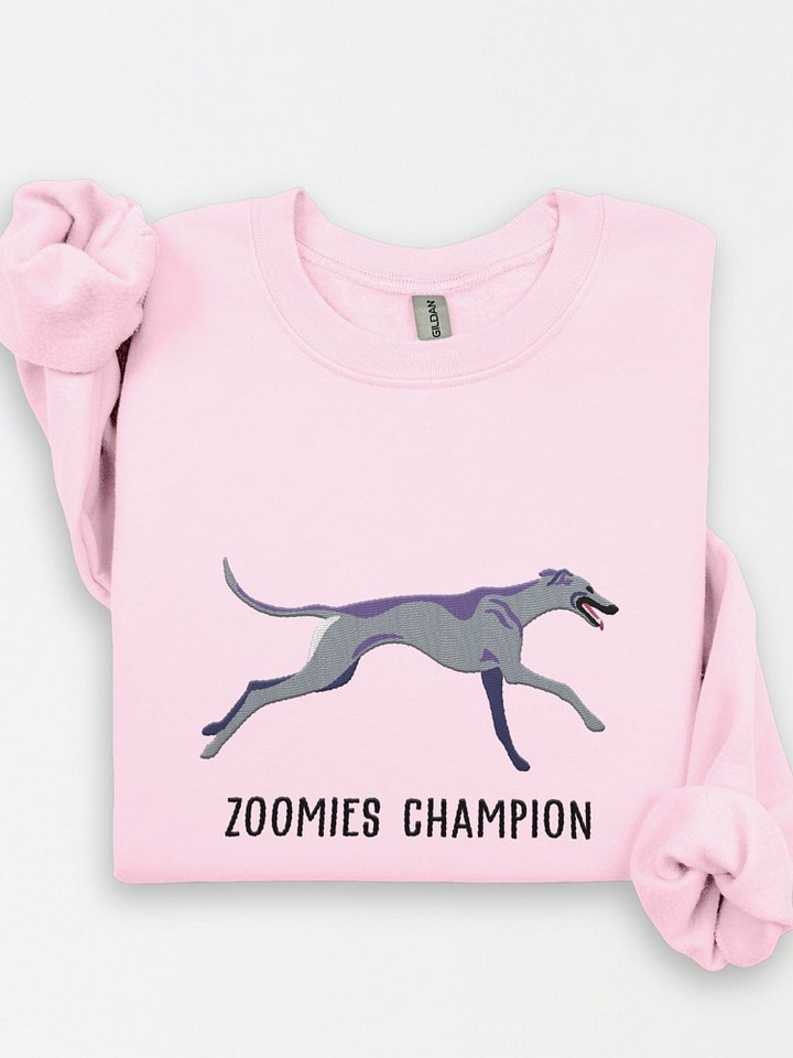 Zoomies Champion Sweatshirt (Embroidered) of a Greyhound(Blue) product image (1)