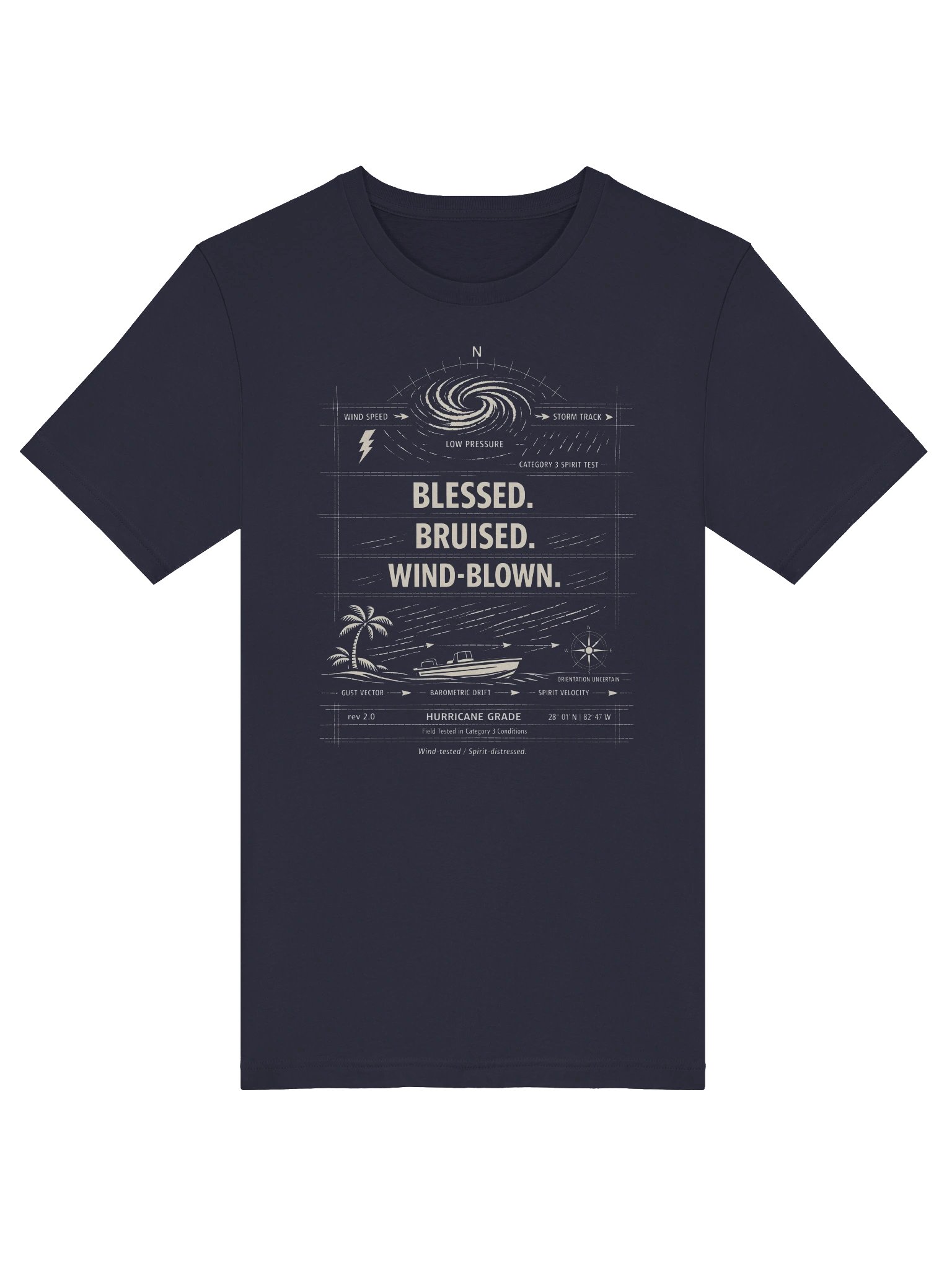 Florida Hurricane Survival Shirt Wind-Blown Blueprint Design product image (5)