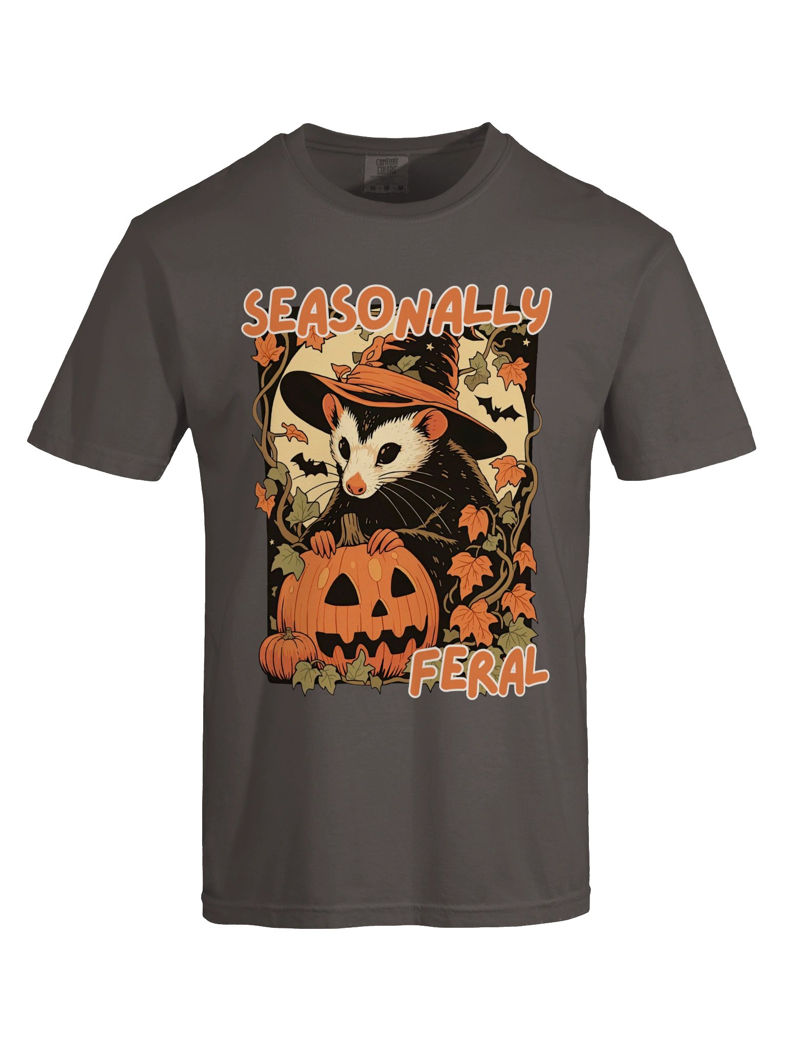 Seasonally Feral Opossum Shirt, Comfort Colors Witchy Possum Halloween Tee product image (27)