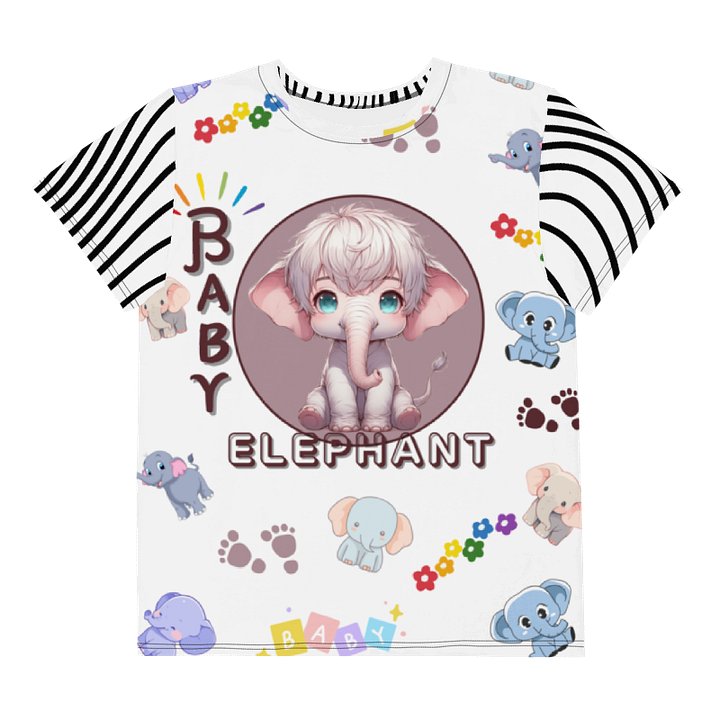 KIDS- GIRL TEE -BABY ELEPHANTS ( WHITE) - All-Over Print Youth Crew Neck T-Shirt product image (1)