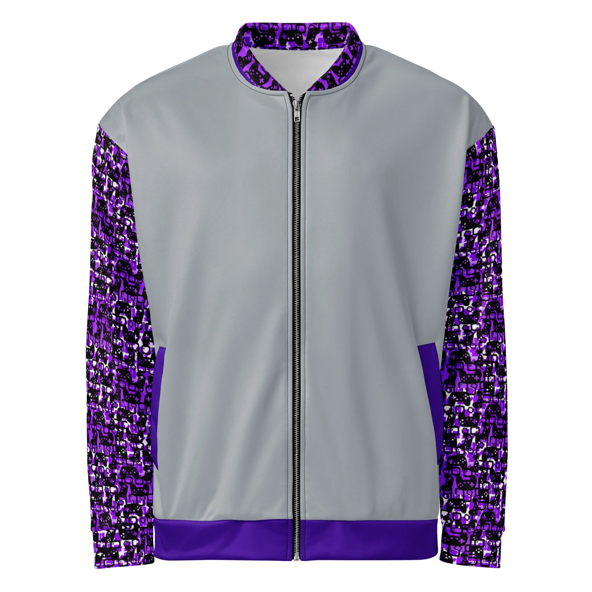 Experience Stories Unisex Bomber Jacket (Purple, Gray, and Black) product image (2)