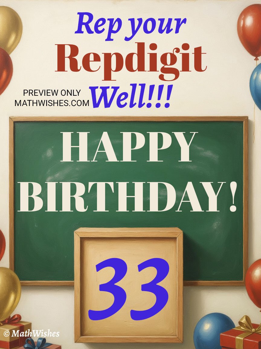 33rd Birthday Card - Repdigit product image (1)