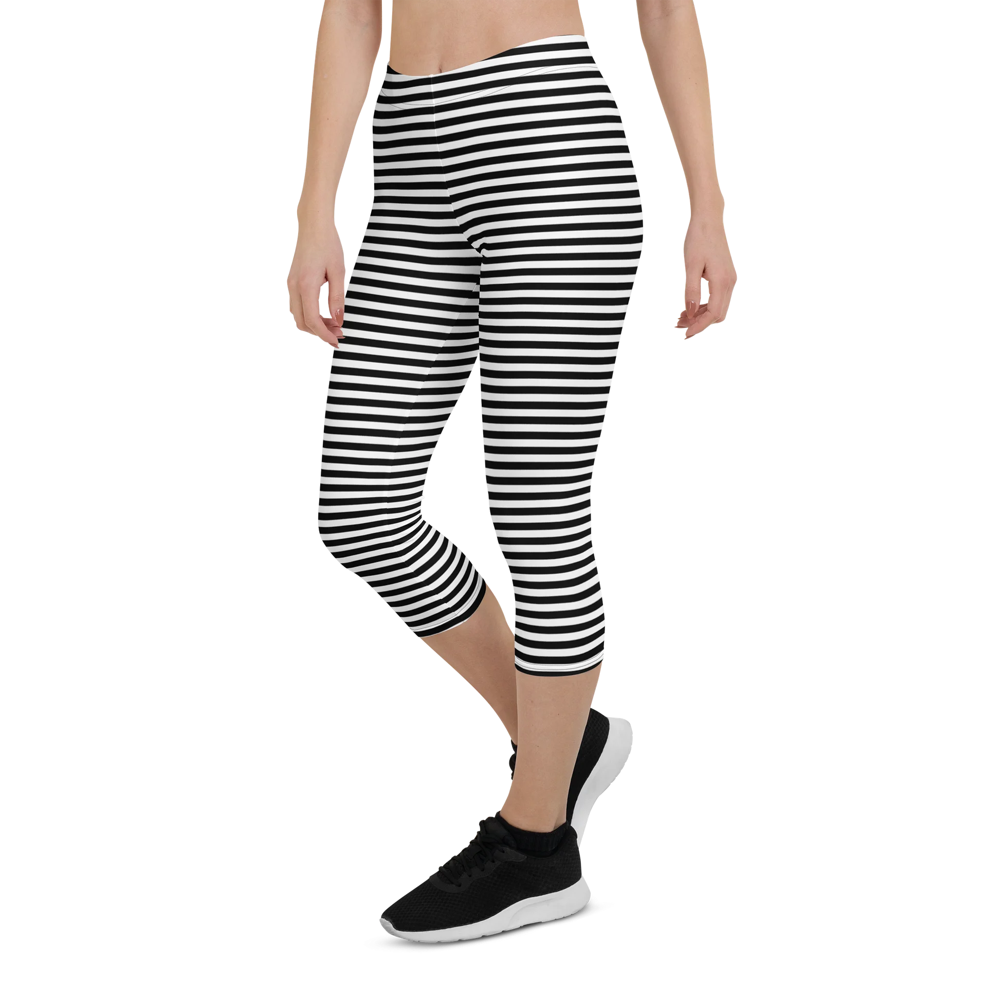 White and Blaque Stripped Capri product image (6)