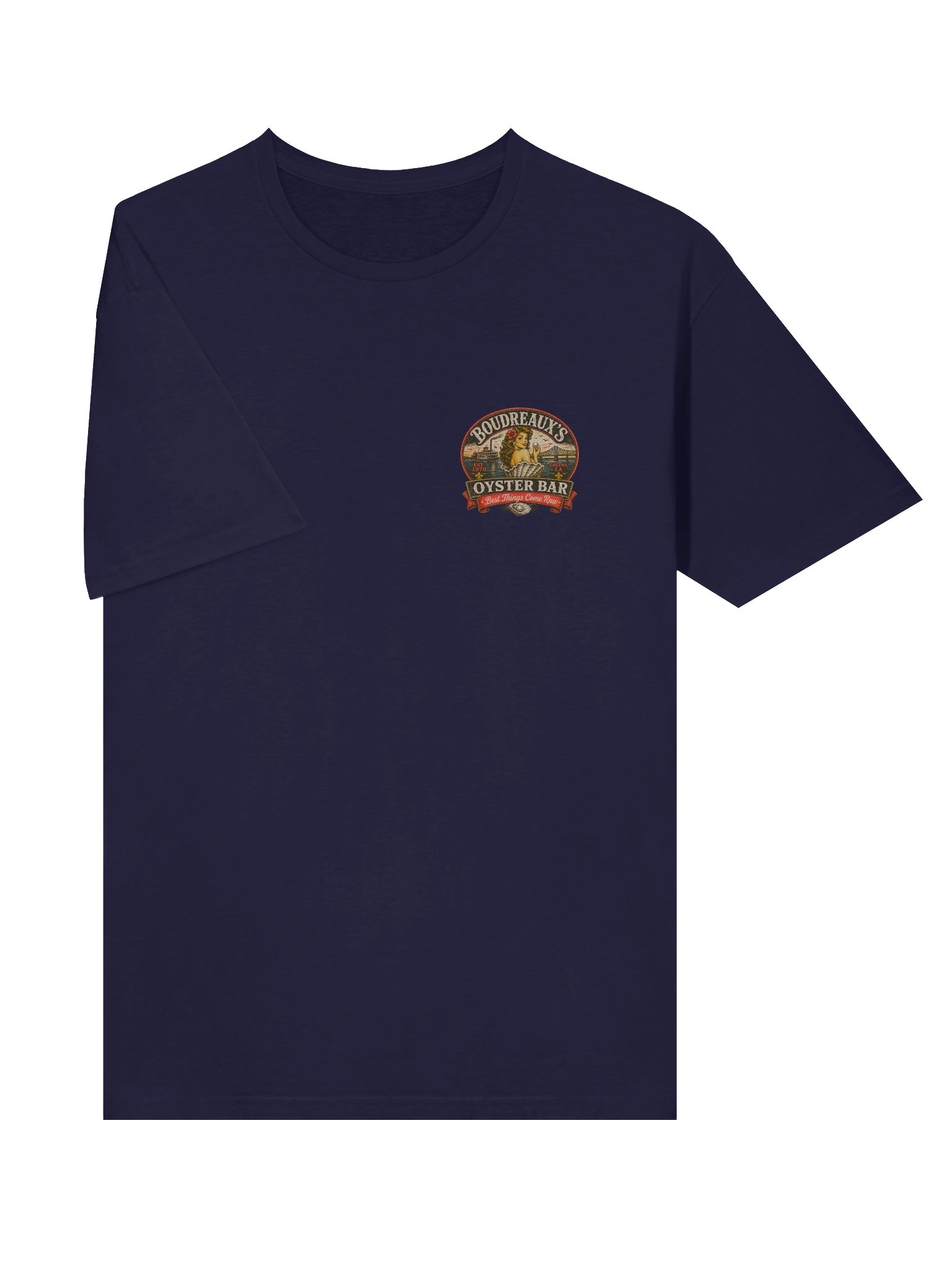 Boudreaux’s Oyster Bar Vintage Tee – Gretna LA Retro Pin-Up Seafood Shirt | Best Things Come Raw product image (16)