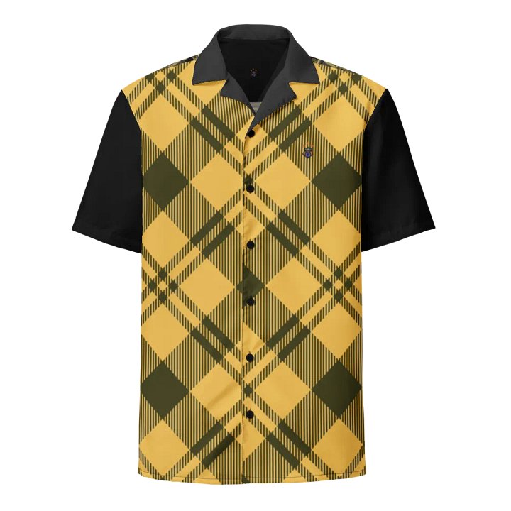 Yellow Plaid Blessed by God Designer Logo in Back Button-up Shirt product image (1)