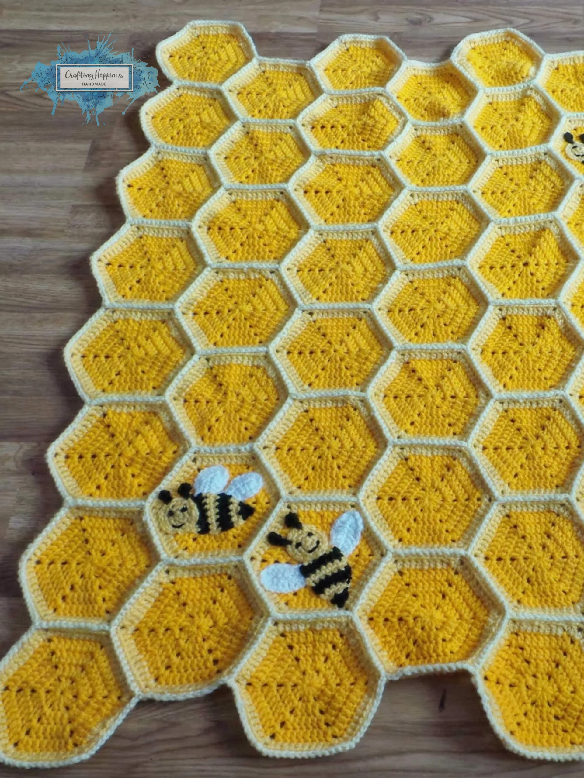Bee Happy Honeycomb Crochet Blanket Pattern | Baby Lapghan (PDF Pattern) product image (3)