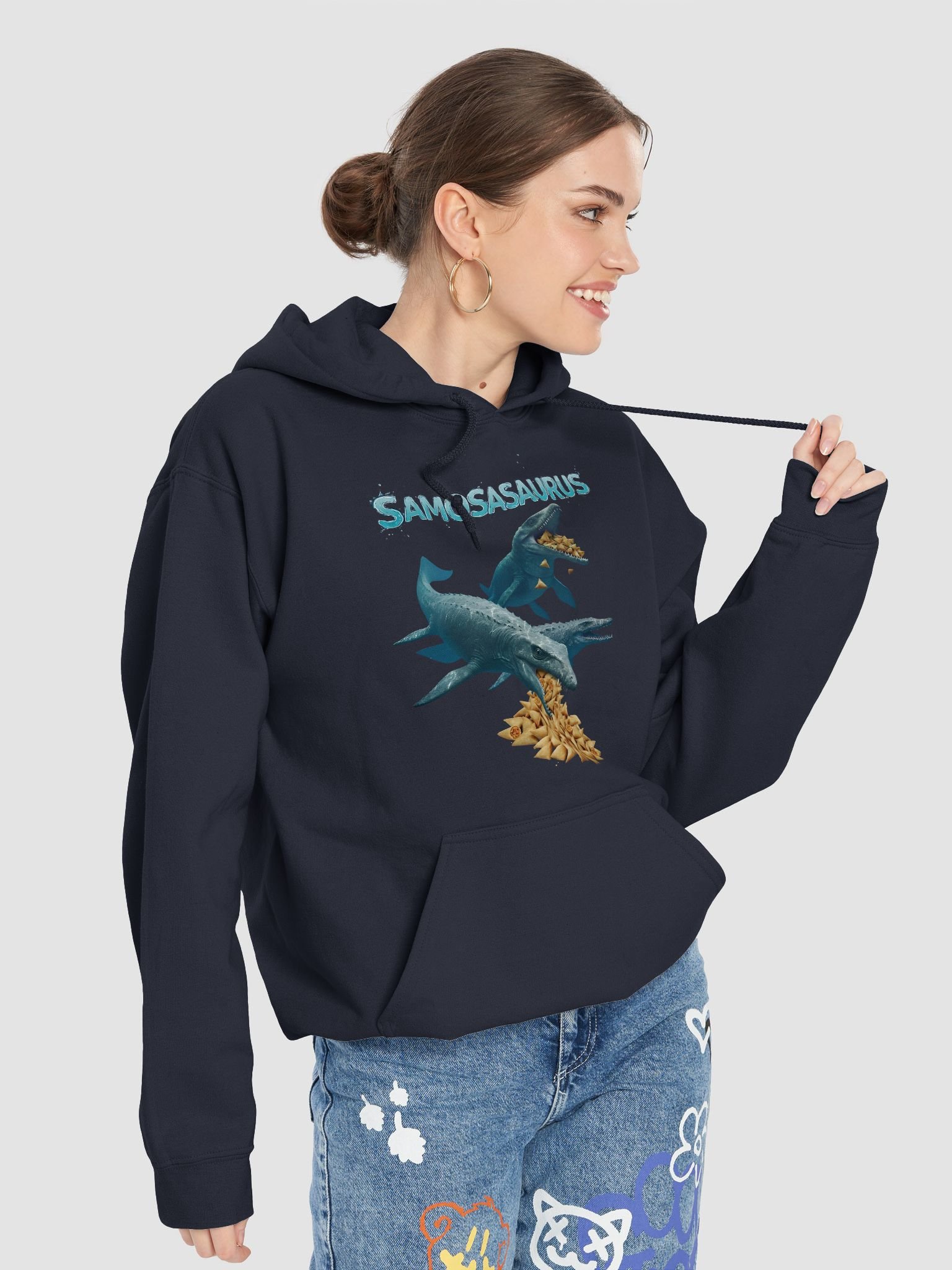 Samosasaurus - Mosasauraus and Samosa Funny Dinosaur Hoodie product image (7)