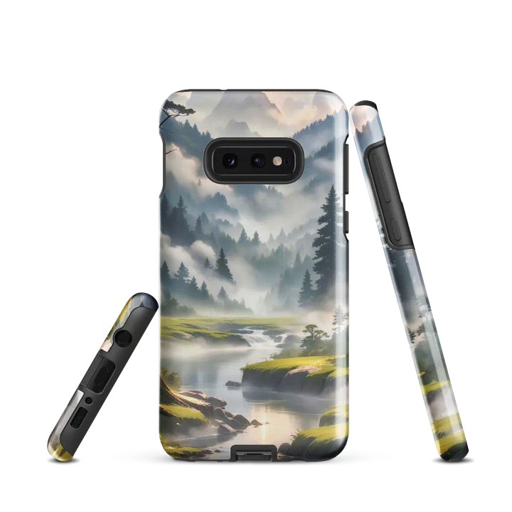 Misty Mountains Samsung Tough Case – Enchanting Forest River in Morning Fog product image (2)
