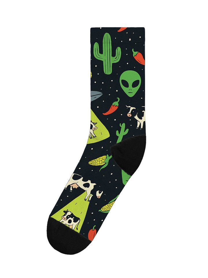Corny UFO Abduction Roswell Aliens Eco Friendly Crew Socks product image (1)