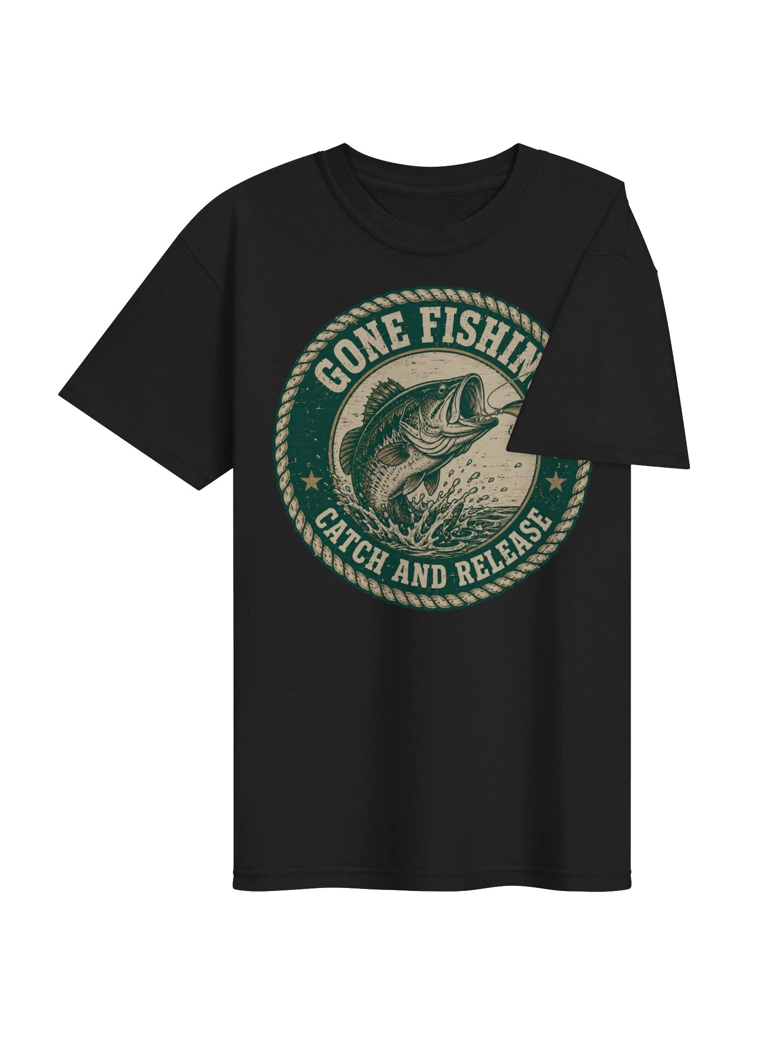 Gone Fishing T-Shirt | Vintage Bass Fishing Graphic Tee Gift for Fishermen product image (4)