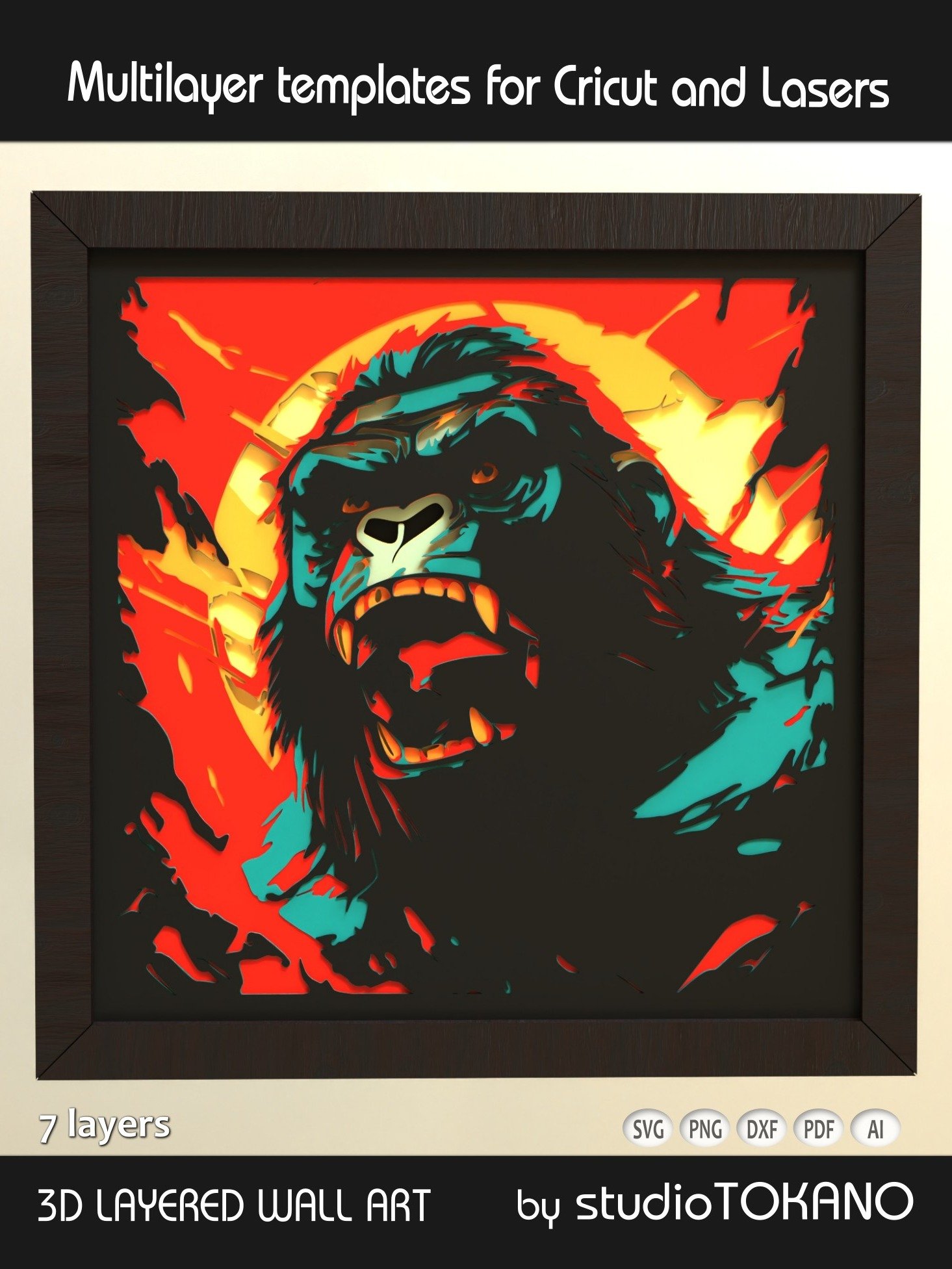 Gorilla Layered Cut File product image (1)