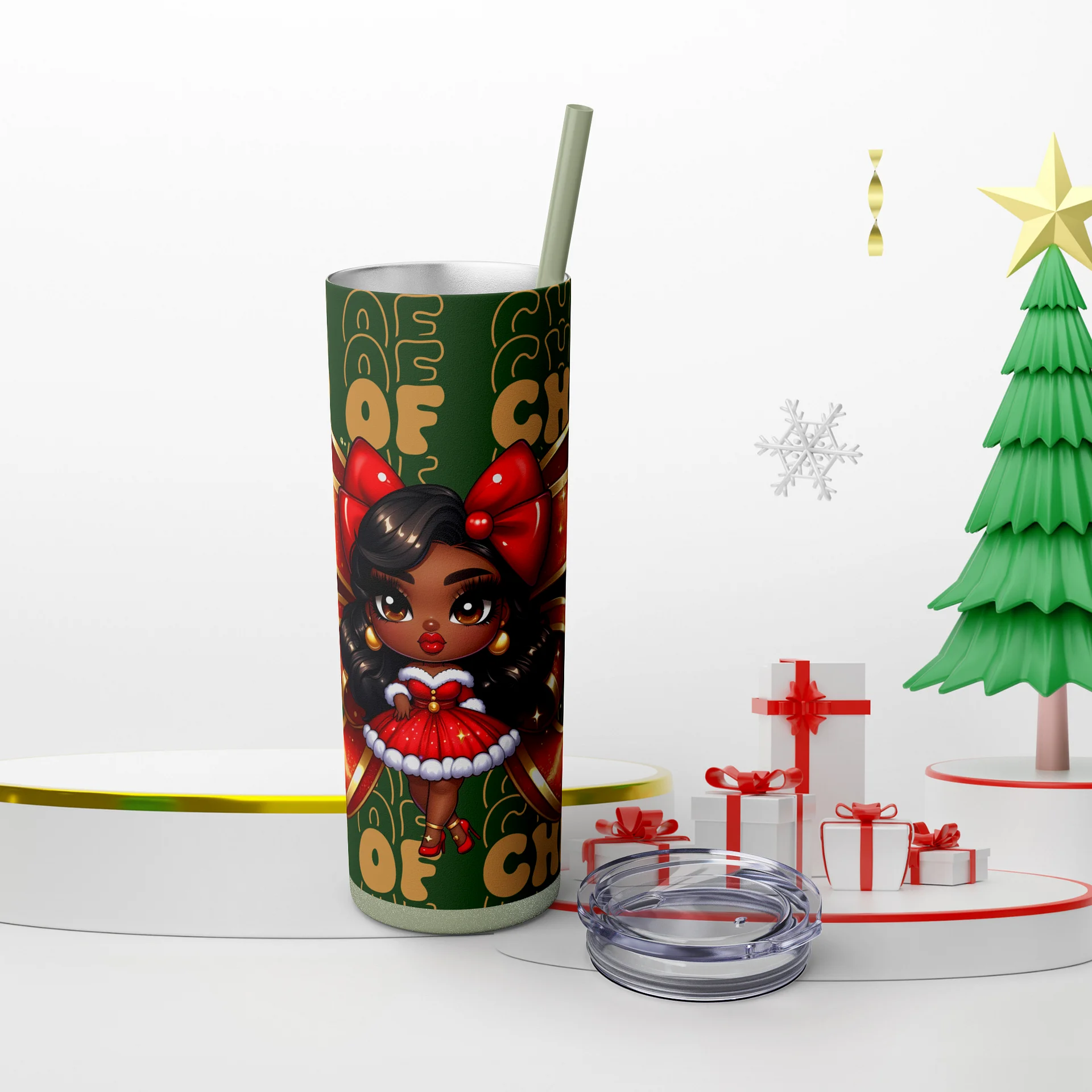 Christmas Tumbler Wrap Bundle • Chibi Holiday Girl PNG Set • Festive Sublimation Designs product image (6)