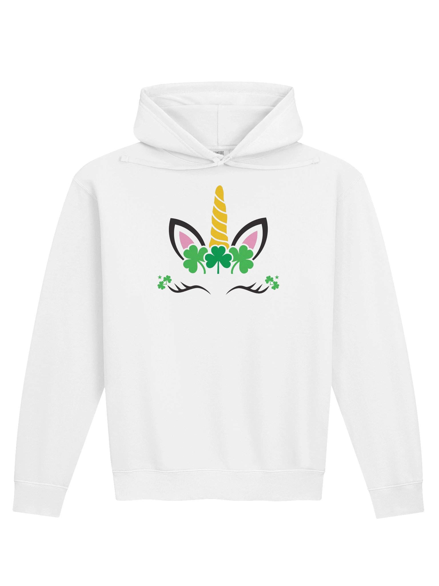 Irish Unicorn ☘️ Unisex Fleece Hoodie in White with Vintage-Feel Print product image (1)