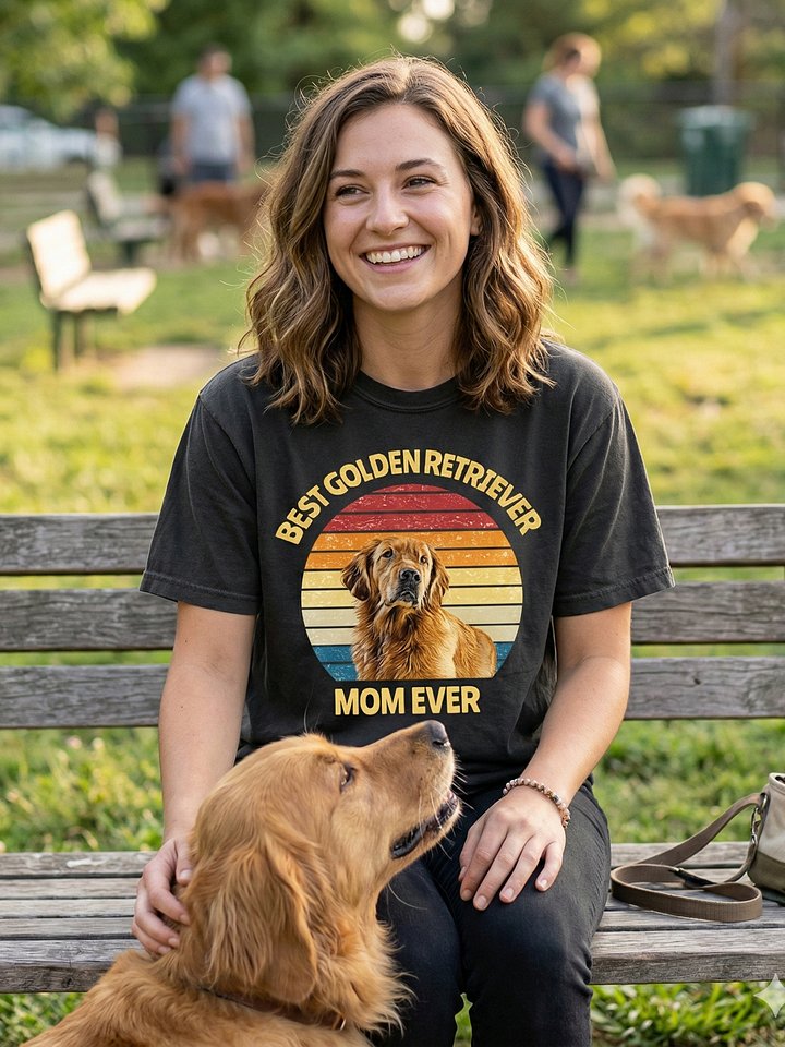 Best Golden Retriever Mom Ever T-Shirt – Vintage Retro Dog Mom Shirt | Comfort Colors 1717 Golden Retriever Lover Gift product image (1)