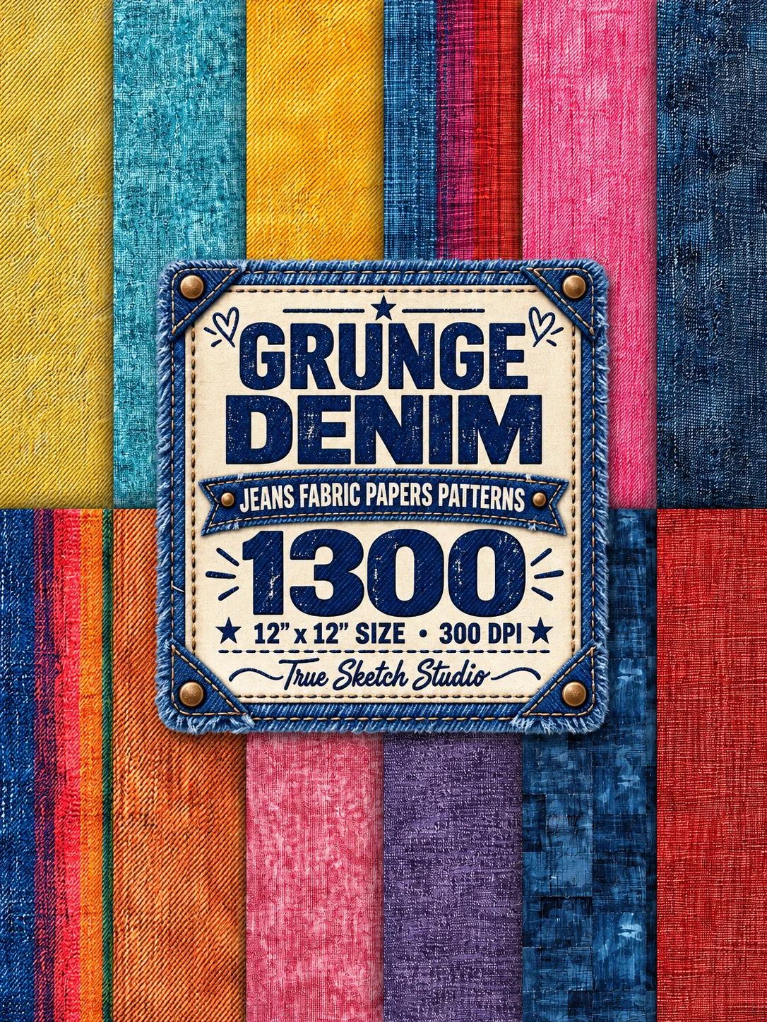 1300 Denim Digital Papers, Jeans Fabric Texture Bundle product image (7)
